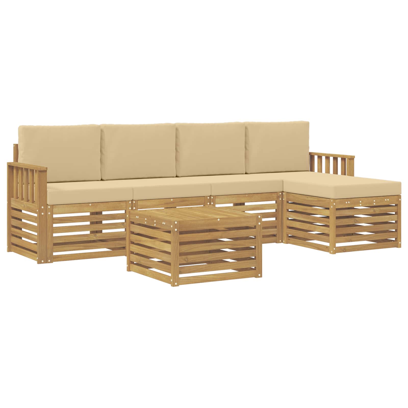 Set vanjskih sofa 6 pcs Bijela i bež 59 x 59 x 37 cm Poliester
