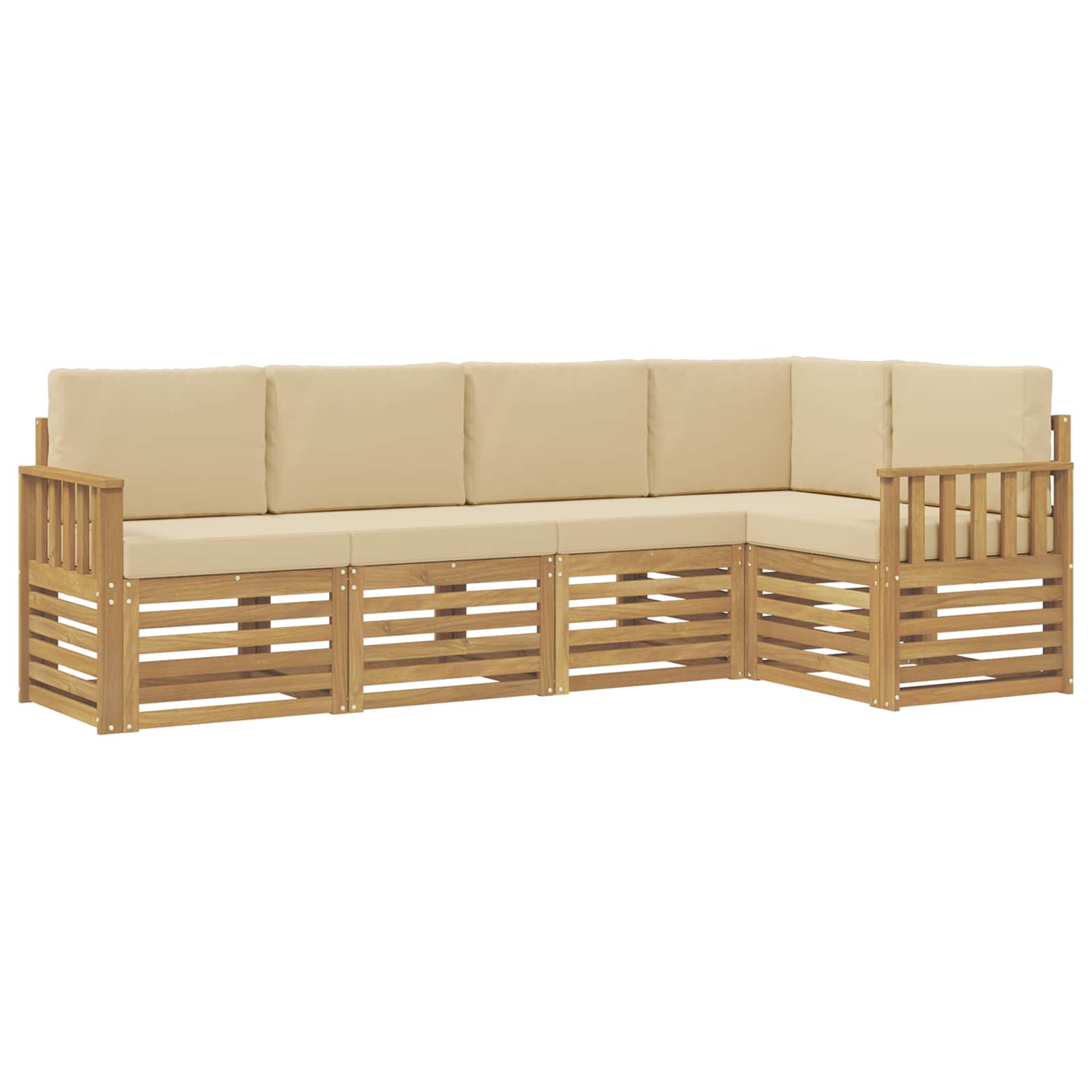 Set vanjskih sofa 5 pcs Bijela i bež 247 x 128,5 x 73 cm