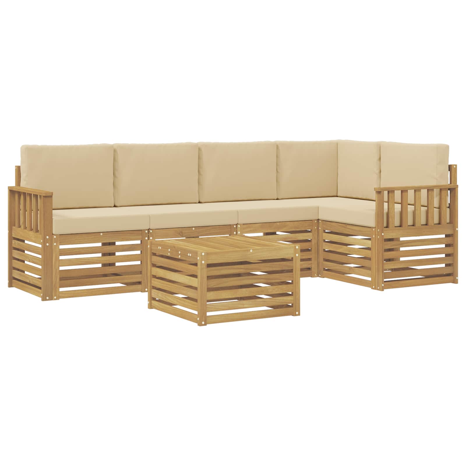 Set vanjskih sofa 6 pcs Bijela i bež 59 x 59 x 37 cm Poliester