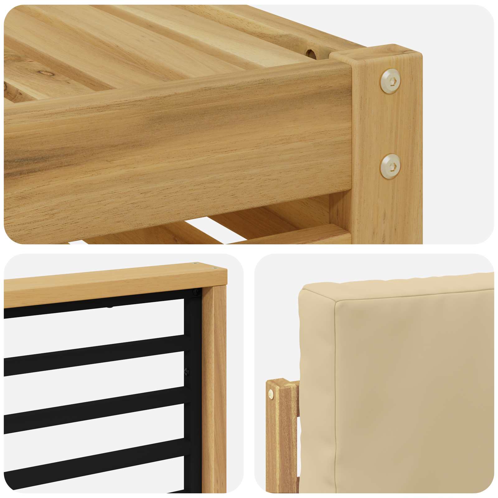 Set vanjskih sofa 6 pcs Bijela i bež 59 x 59 x 37 cm Poliester