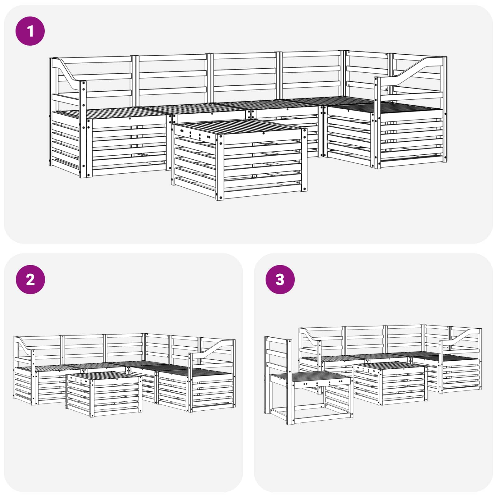 Set vanjskih sofa 6 pcs Bijela 59 x 59 x 37 cm