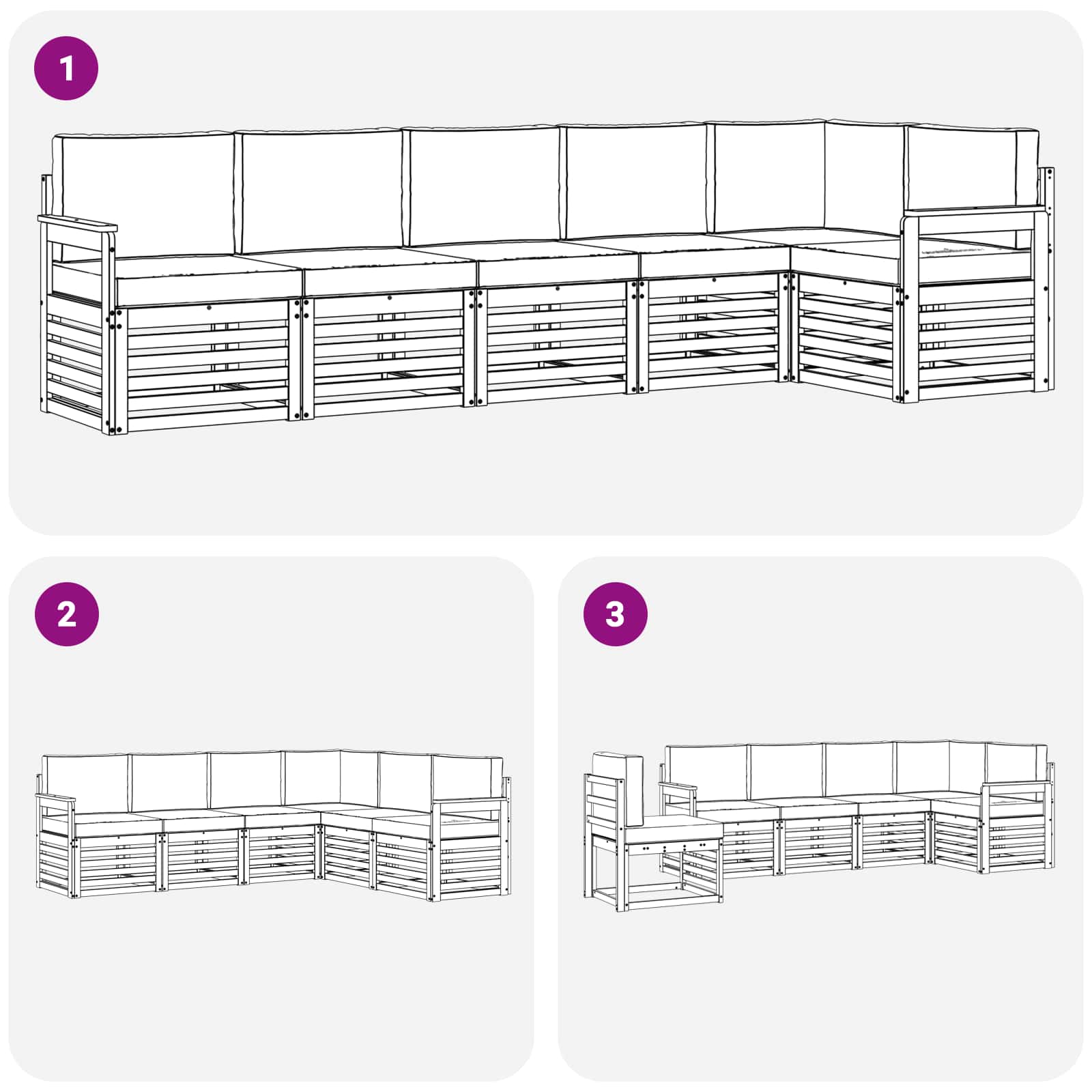 Set vanjskih sofa 6 pcs Bijela i antracit 306 x 128,5 x 73 cm