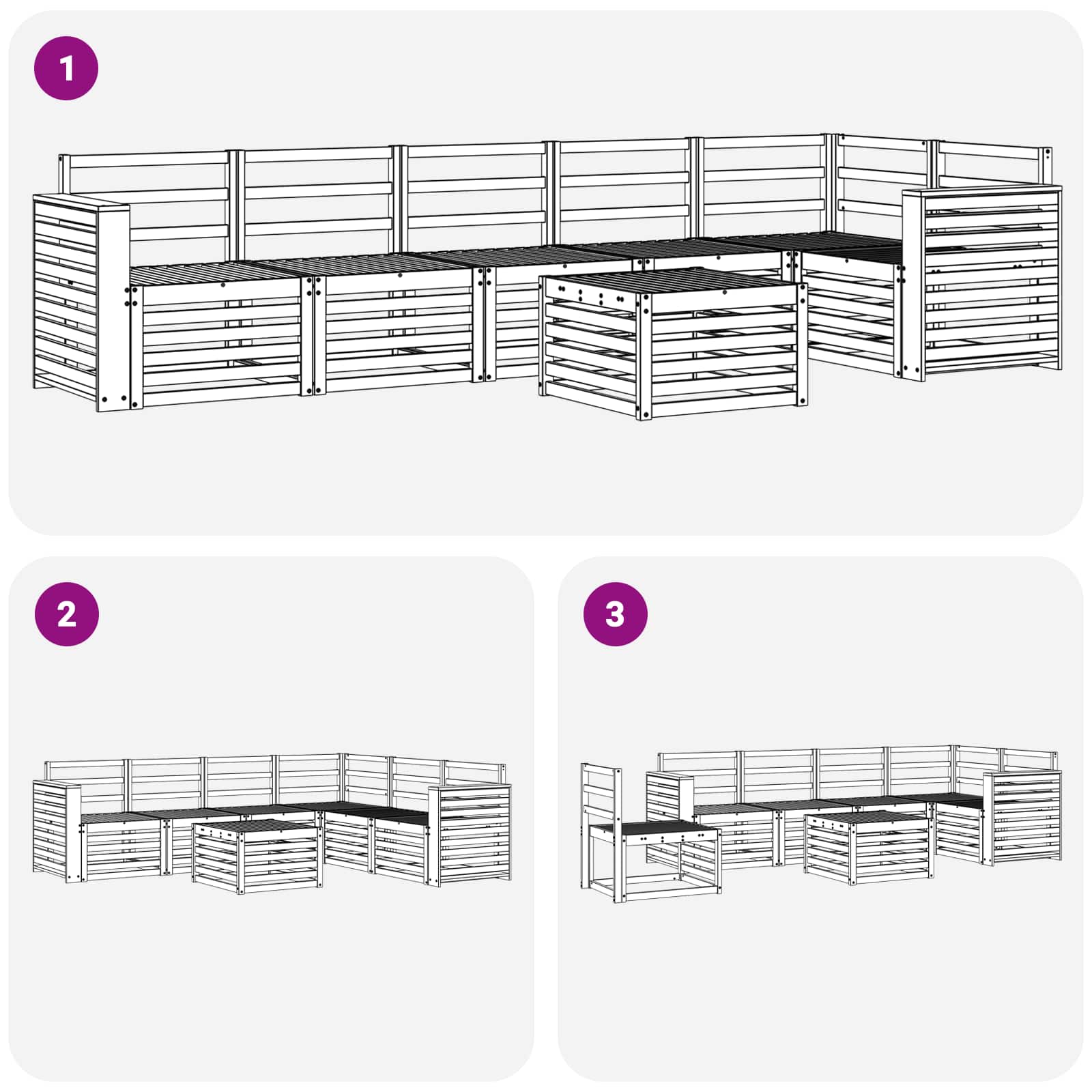 Set vanjskih sofa 7 pcs Bijela 59 x 59 x 37 cm