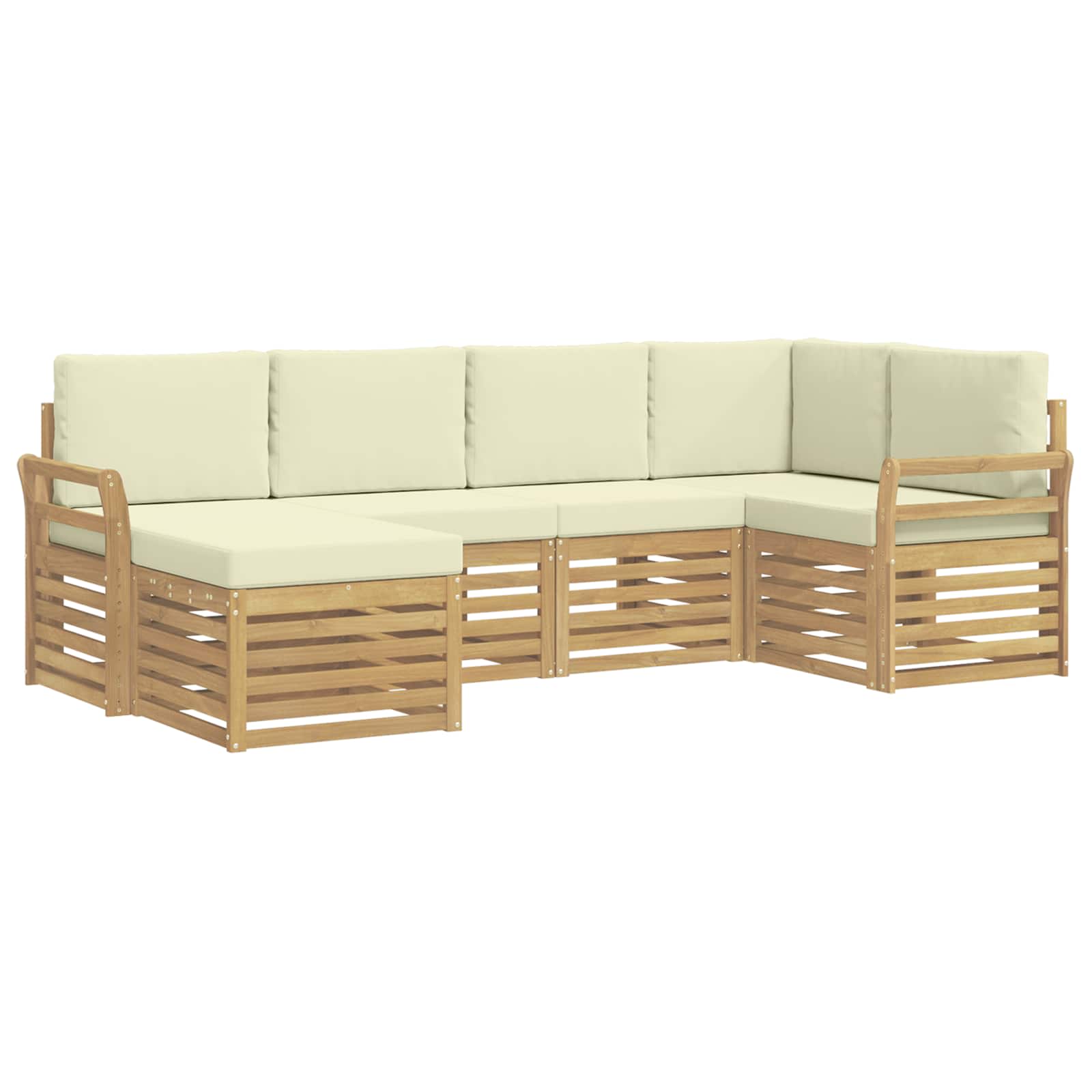 Set vanjskih sofa 6 pcs Bijela i krem Poliester