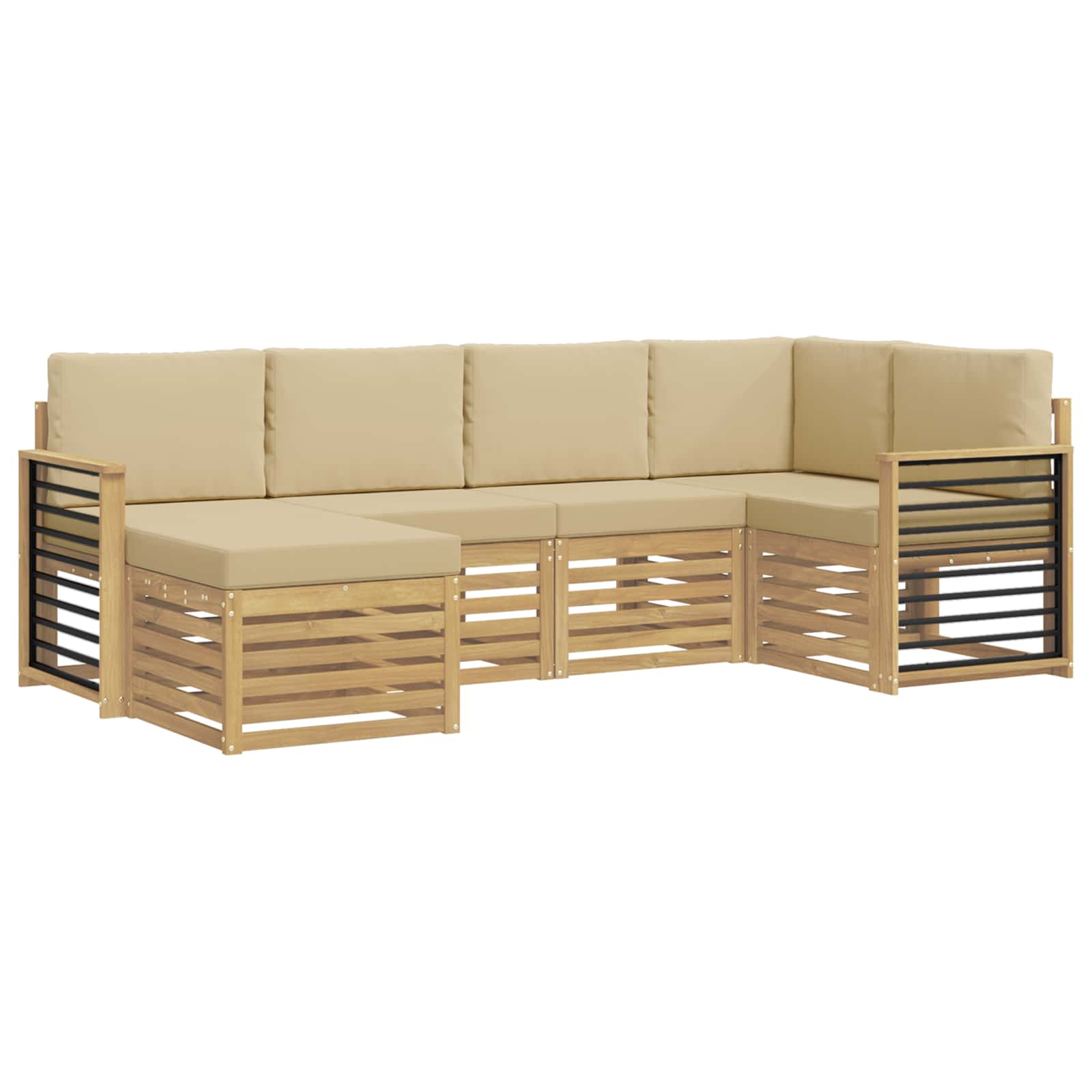 Set vanjskih sofa 6 pcs Bijela i bež Poliester