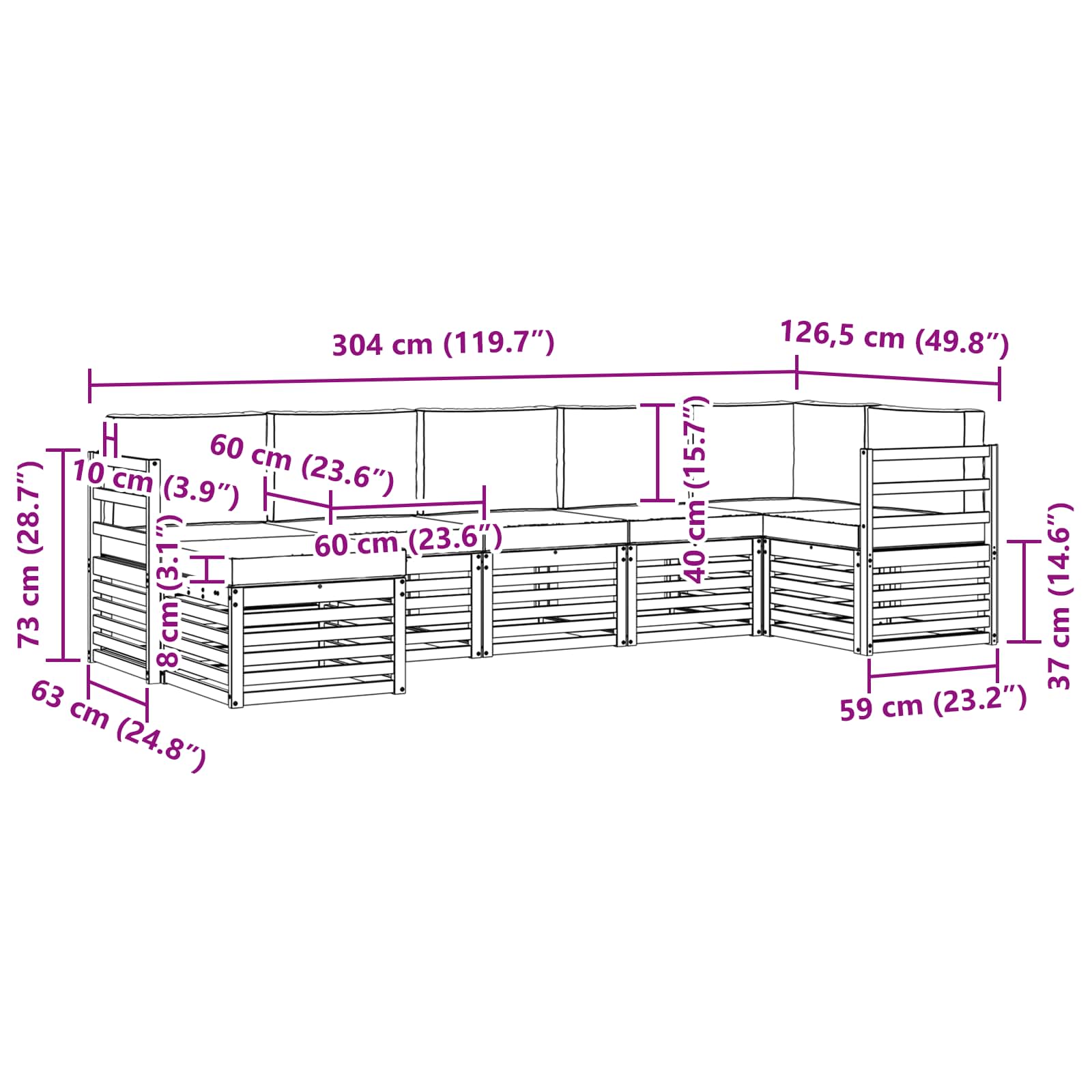 Set vanjskih sofa 7 pcs Bijela i krem