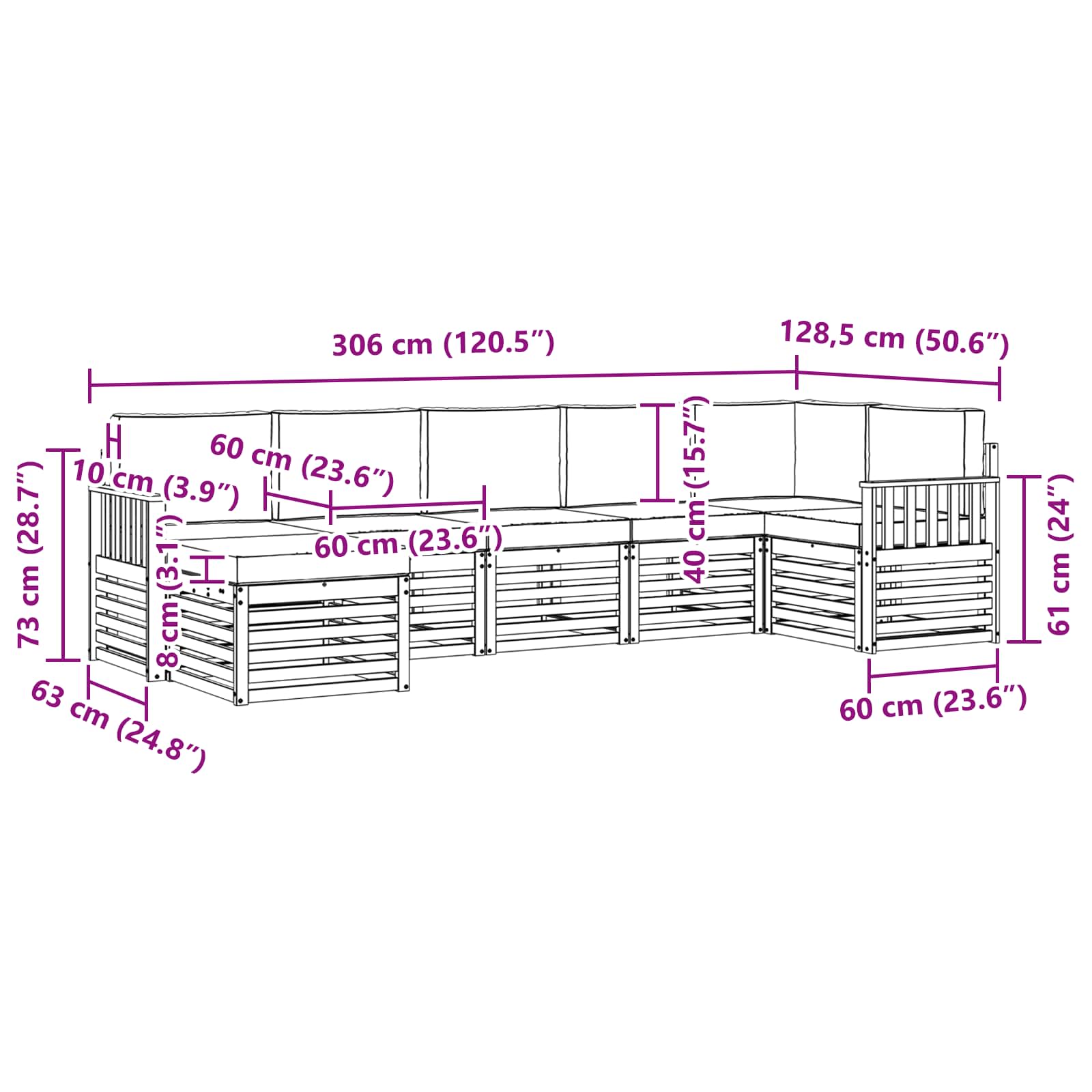 Set vanjskih sofa 7 pcs Bijela i krem