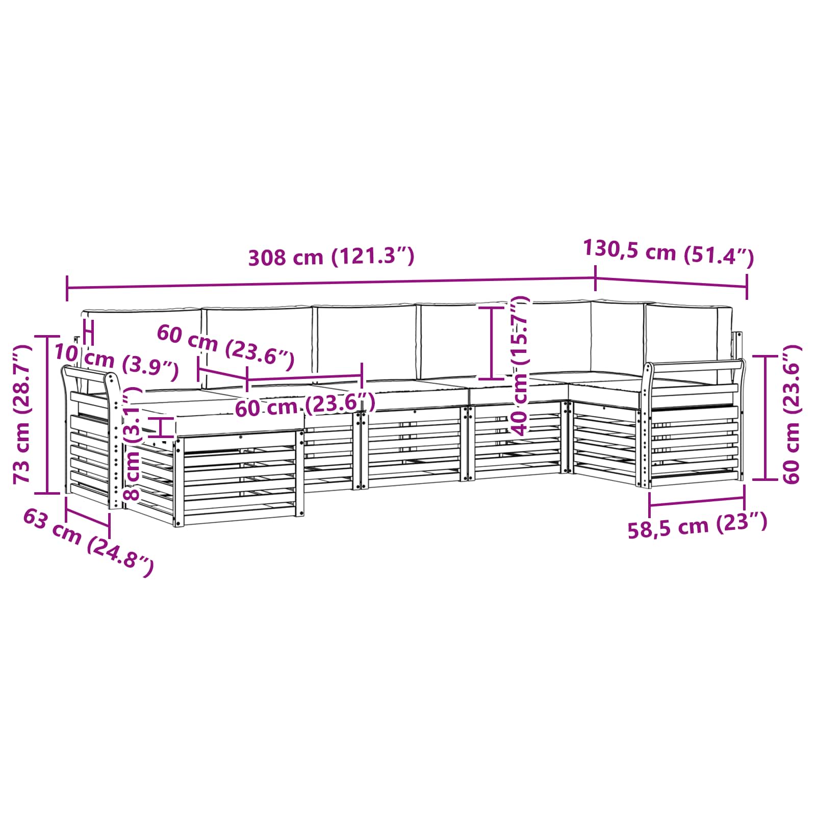 Set vanjskih sofa 7 pcs Bijela i krem