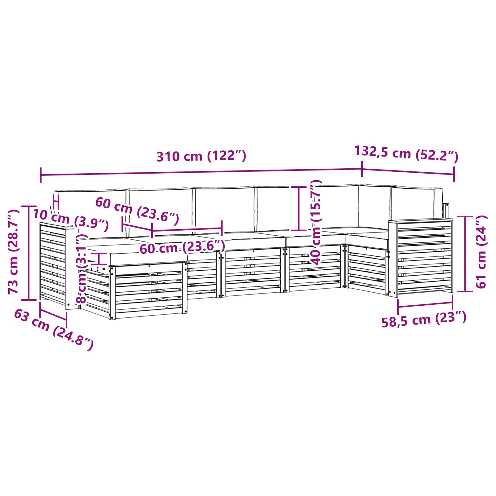 Set vanjskih sofa 7 pcs Bijela i antracit