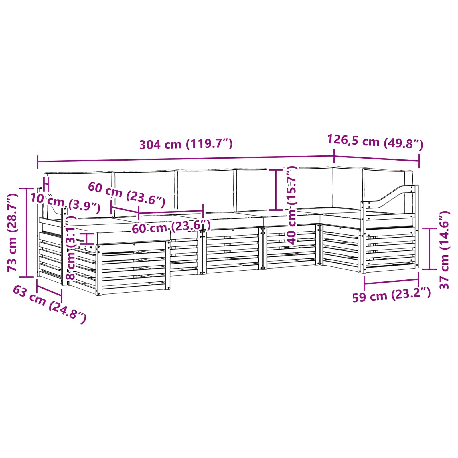 Set vanjskih sofa 7 pcs Bijela i krem