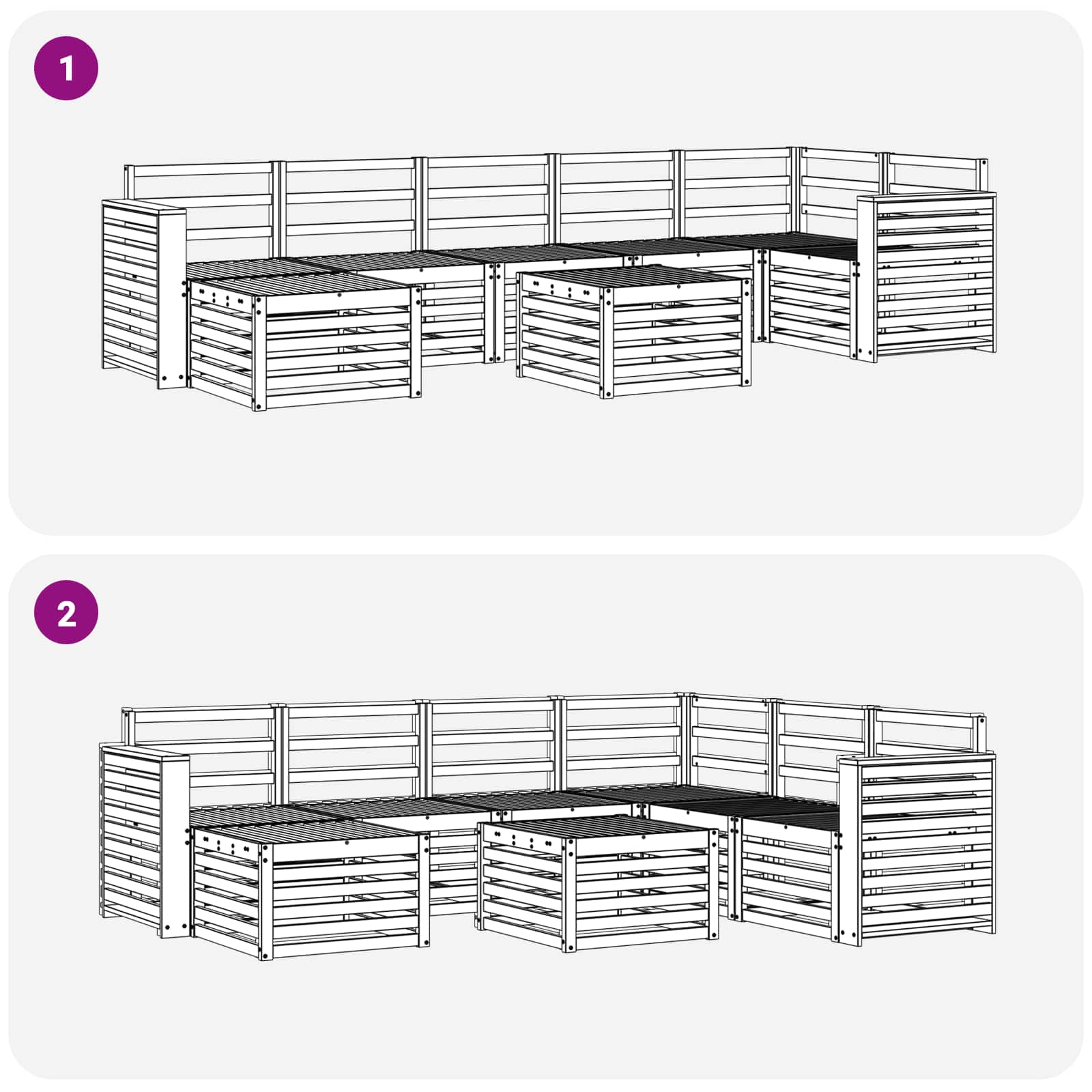 Set vanjskih sofa 8 pcs Bijela 59 x 59 x 37 cm
