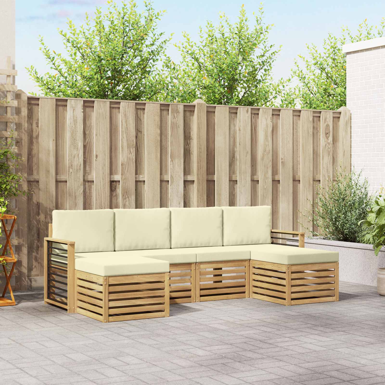 Set vanjskih sofa 6 pcs Bijela i krem 249 x 122,5 x 73 cm
