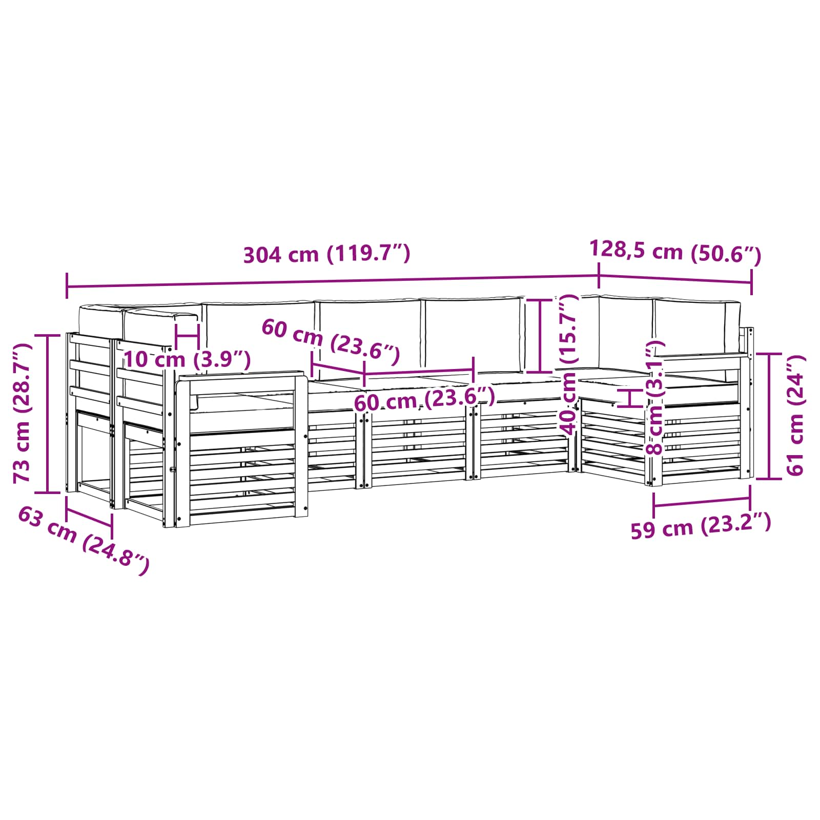 Set vanjskih sofa 6 pcs Bijela i svijetlosiva