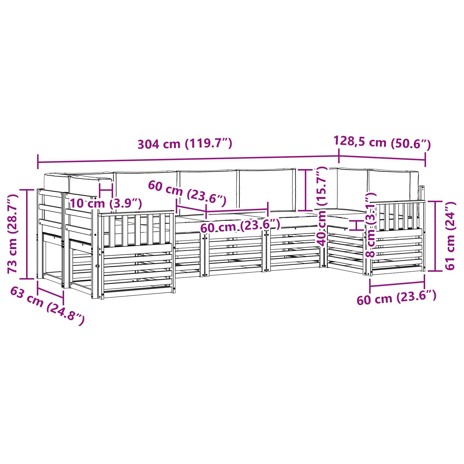 Set vanjskih sofa 6 pcs Bijela i svijetlosiva