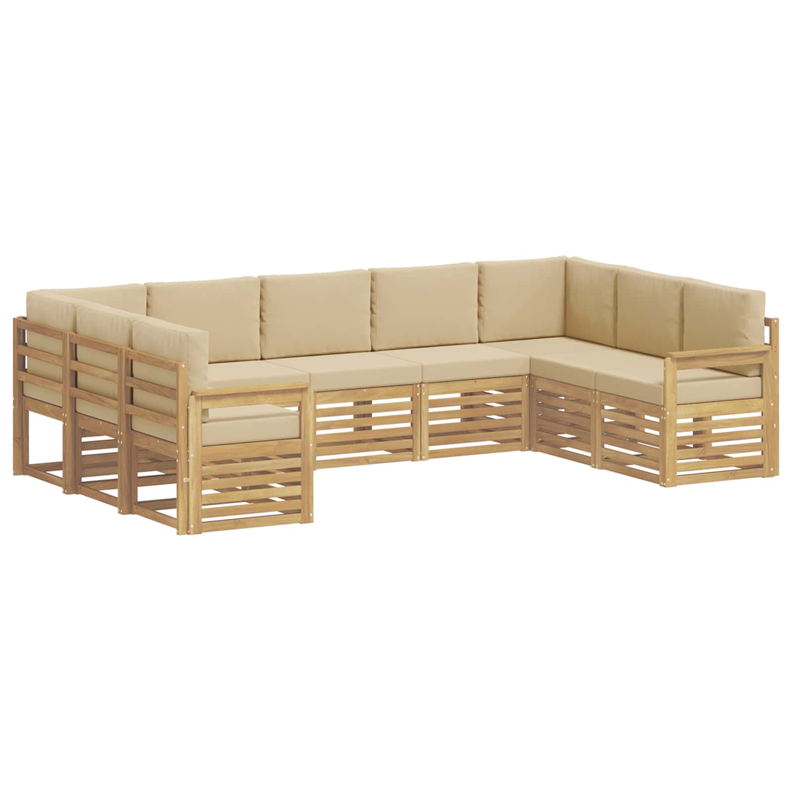 Set vanjskih sofa 7 pcs Bijela i Bež 304 x 128,5 x 73 cm