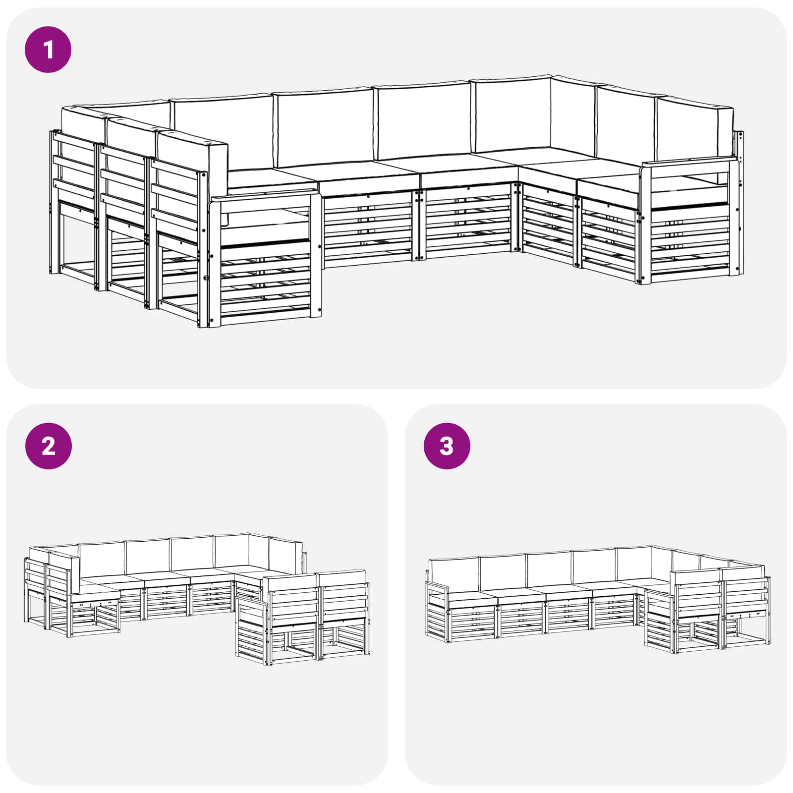 Set vanjskih sofa 7 pcs Bijela i Bež 304 x 128,5 x 73 cm