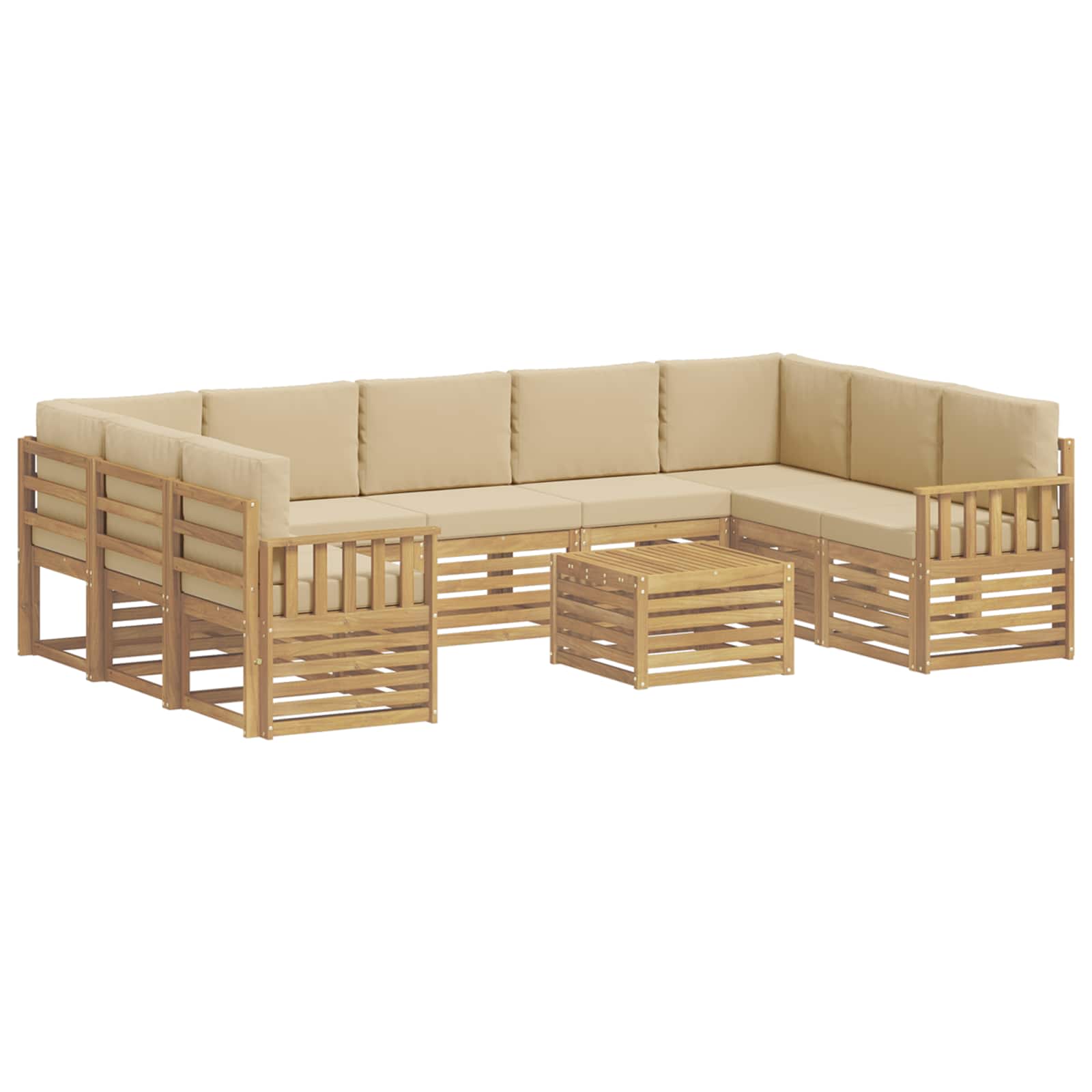 Set vanjskih sofa 8 pcs Bijela i Bež 59 x 59 x 37 cm Poliester