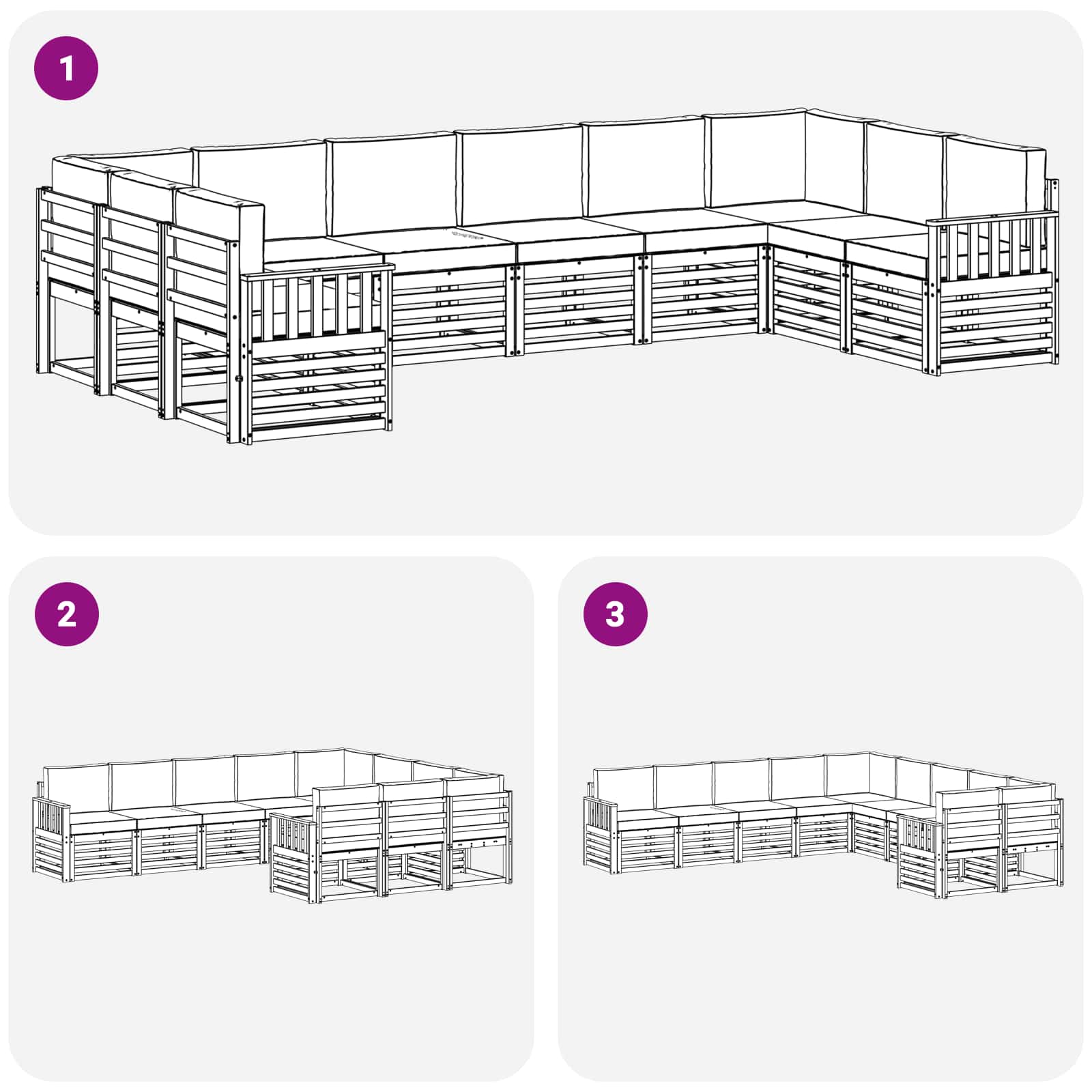 Set vanjskih sofa 7 pcs Bijela i Krem 363 x 187,5 x 73 cm