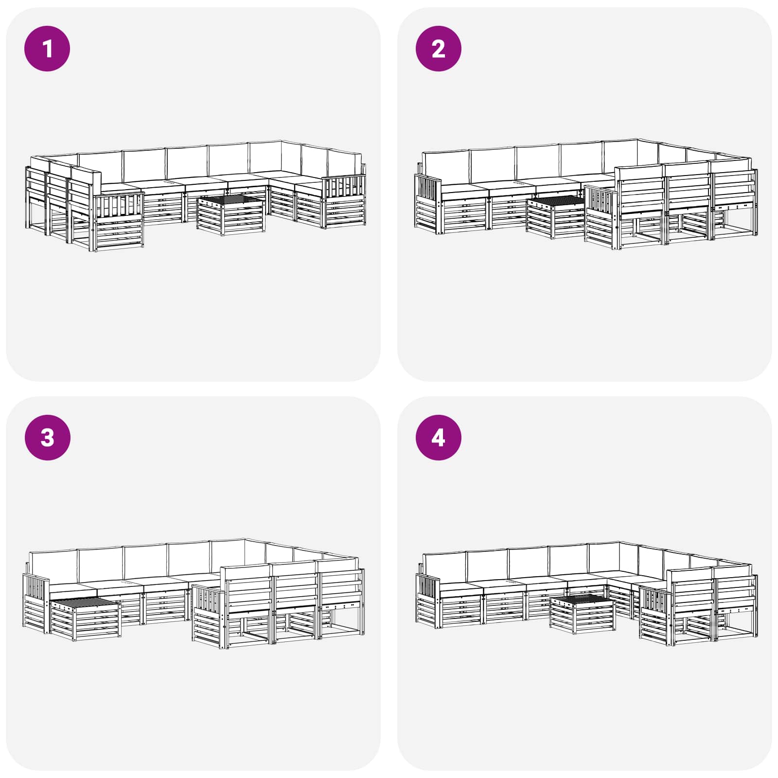 Set vanjskih sofa 8 pcs Bijela i Bež 59 x 59 x 37 cm Poliester