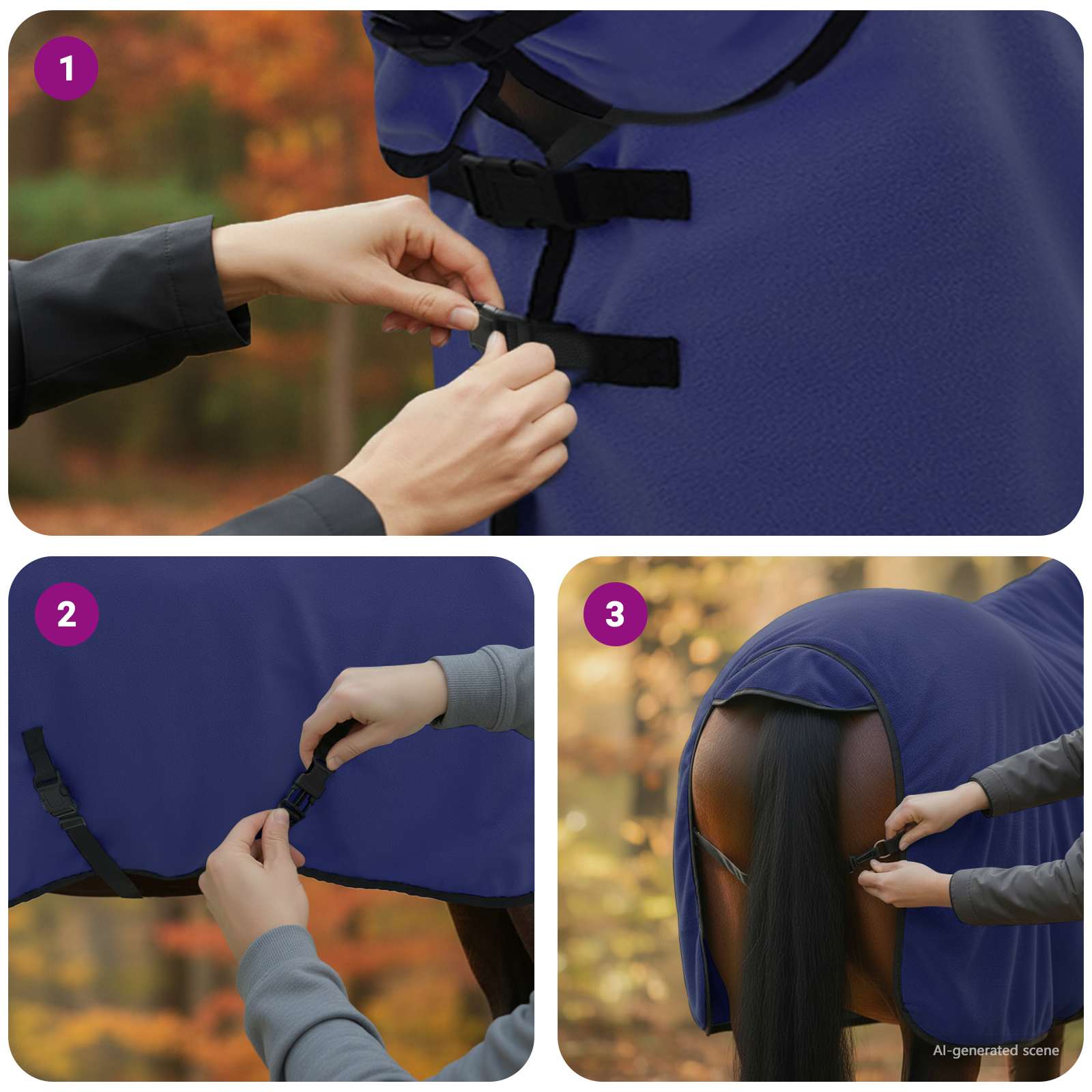 Pokrivač za konje Mornarsko plava 115 cm Poliester