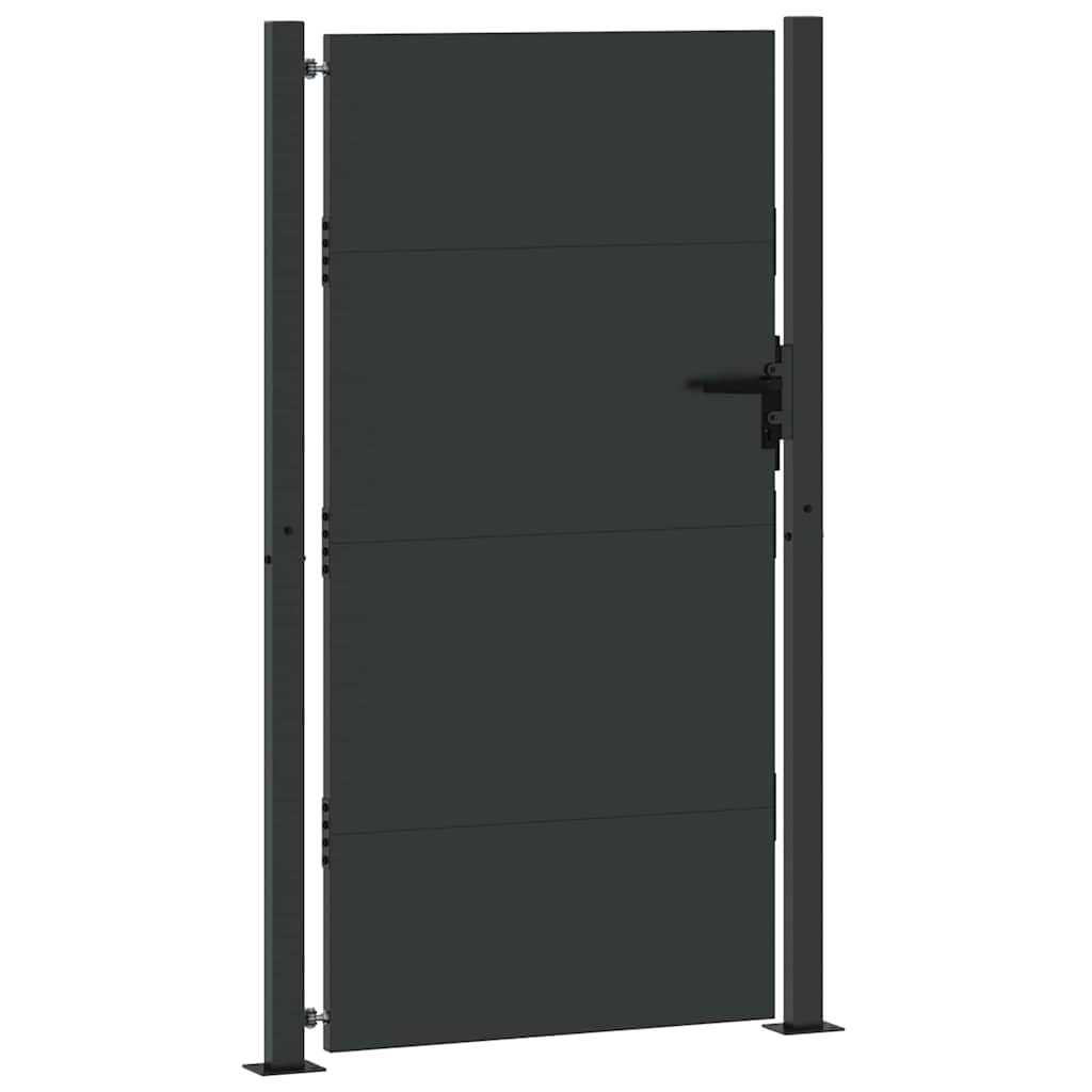 Vrtna vrata Crna 105 x 205 cm Čelik s prahom premazan