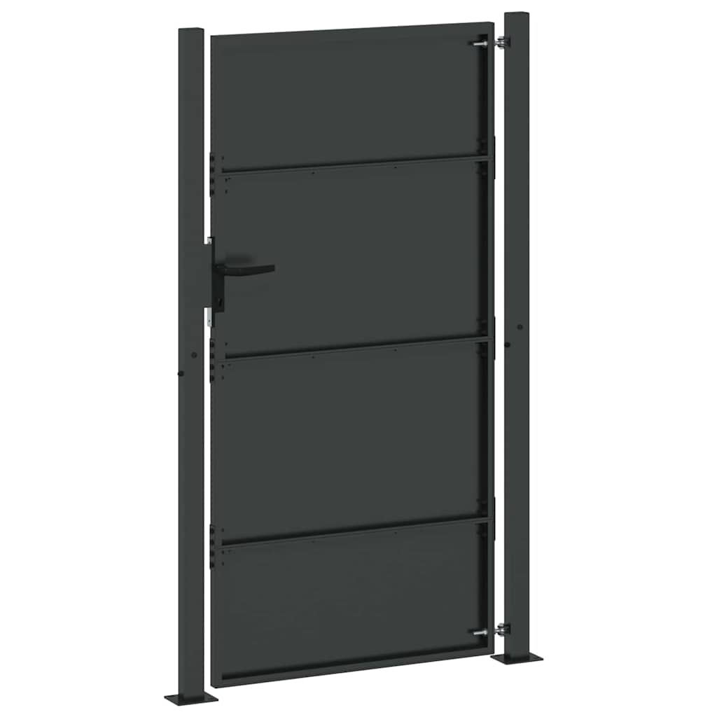 Vrtna vrata Crna 105 x 205 cm Čelik s prahom premazan