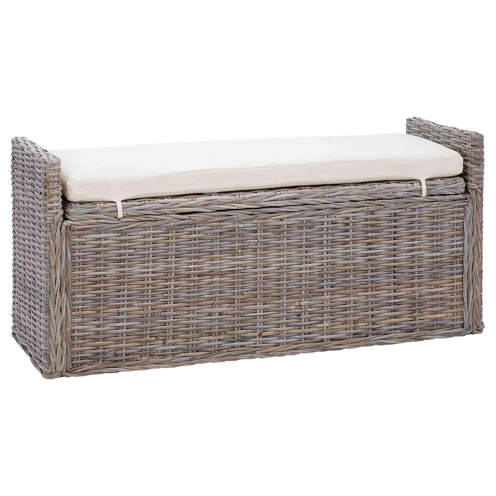 Klupa za pohranu s jastukom Siva 110 x 40 x 50 cm Ratan