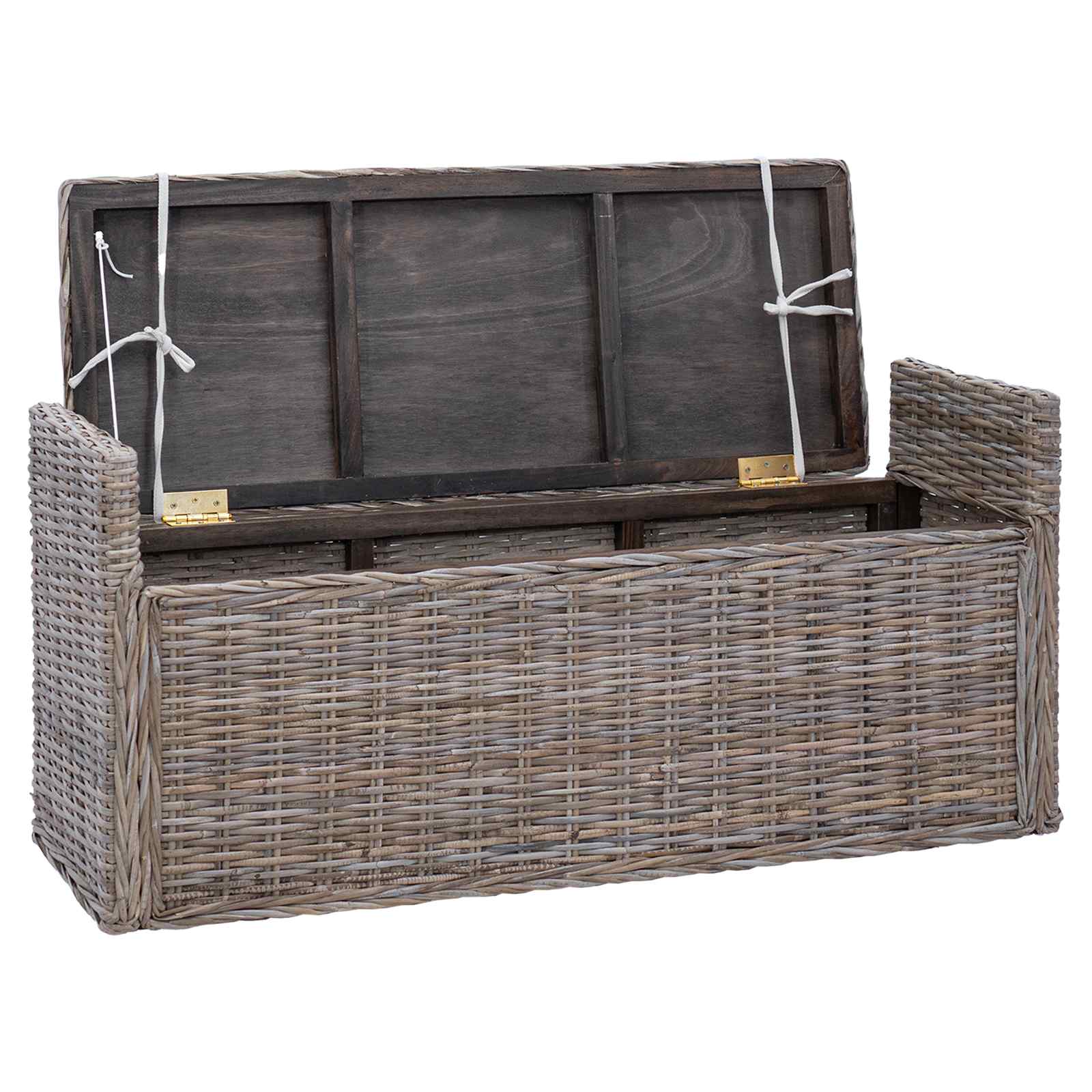Klupa za pohranu s jastukom Siva 110 x 40 x 50 cm Ratan