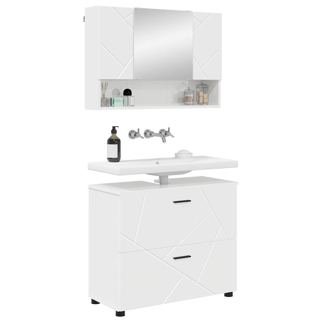 Set namještaja za kupaonicu s ladicama 2 pcs Visoki sjaj bijela