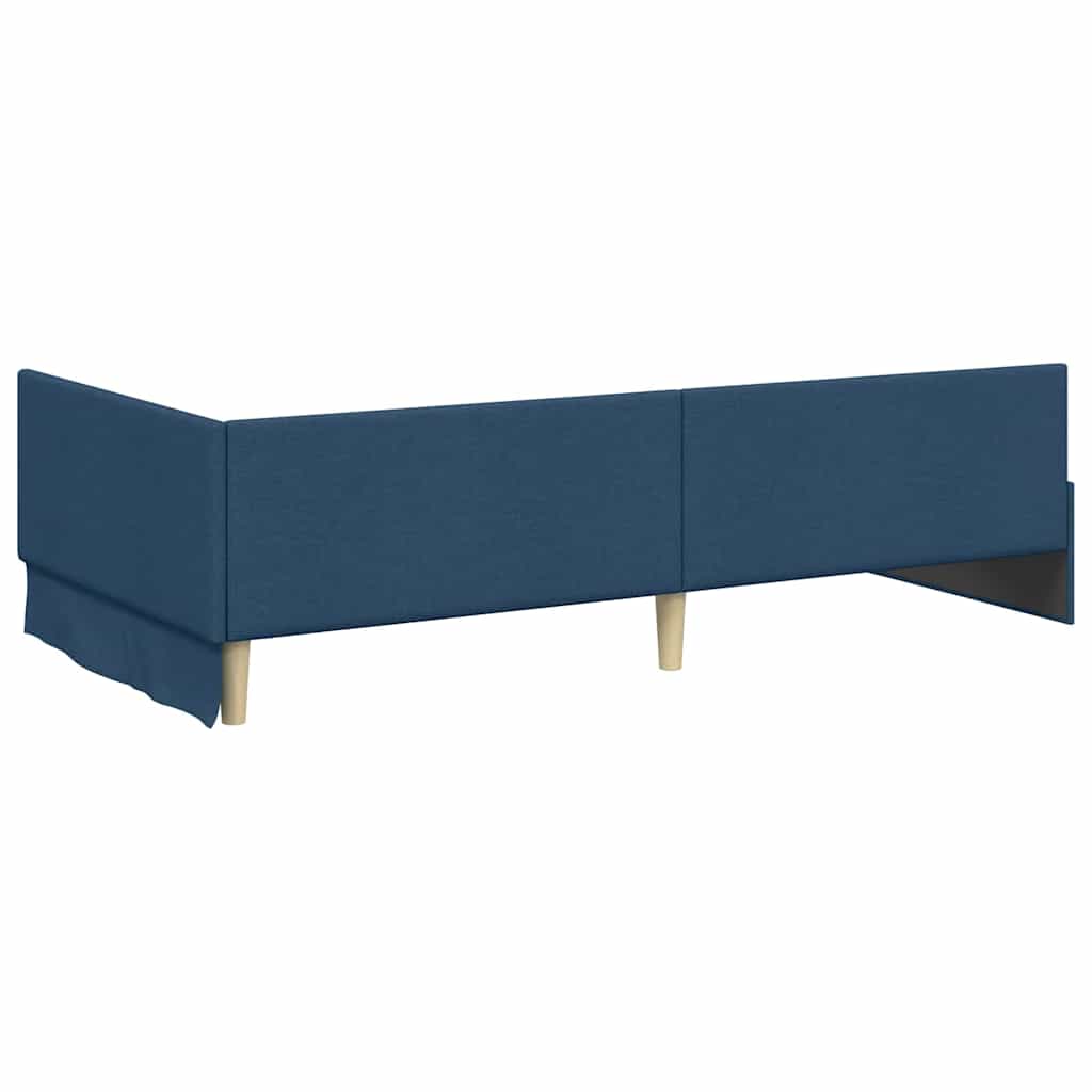 Kutni okvir kreveta s uzglavljem Plava 90 cm x 190 cm tkanina