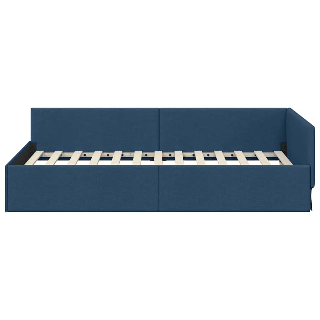 Kutni okvir kreveta s uzglavljem Plava 90 cm x 200 cm tkanina
