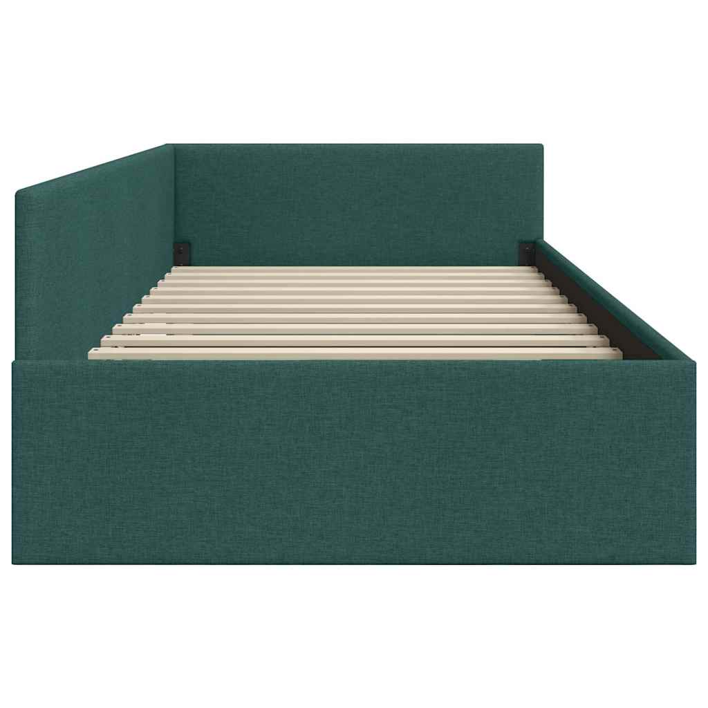 Kutni okvir kreveta Tamnozelena 100 cm x 200 cm tkanina