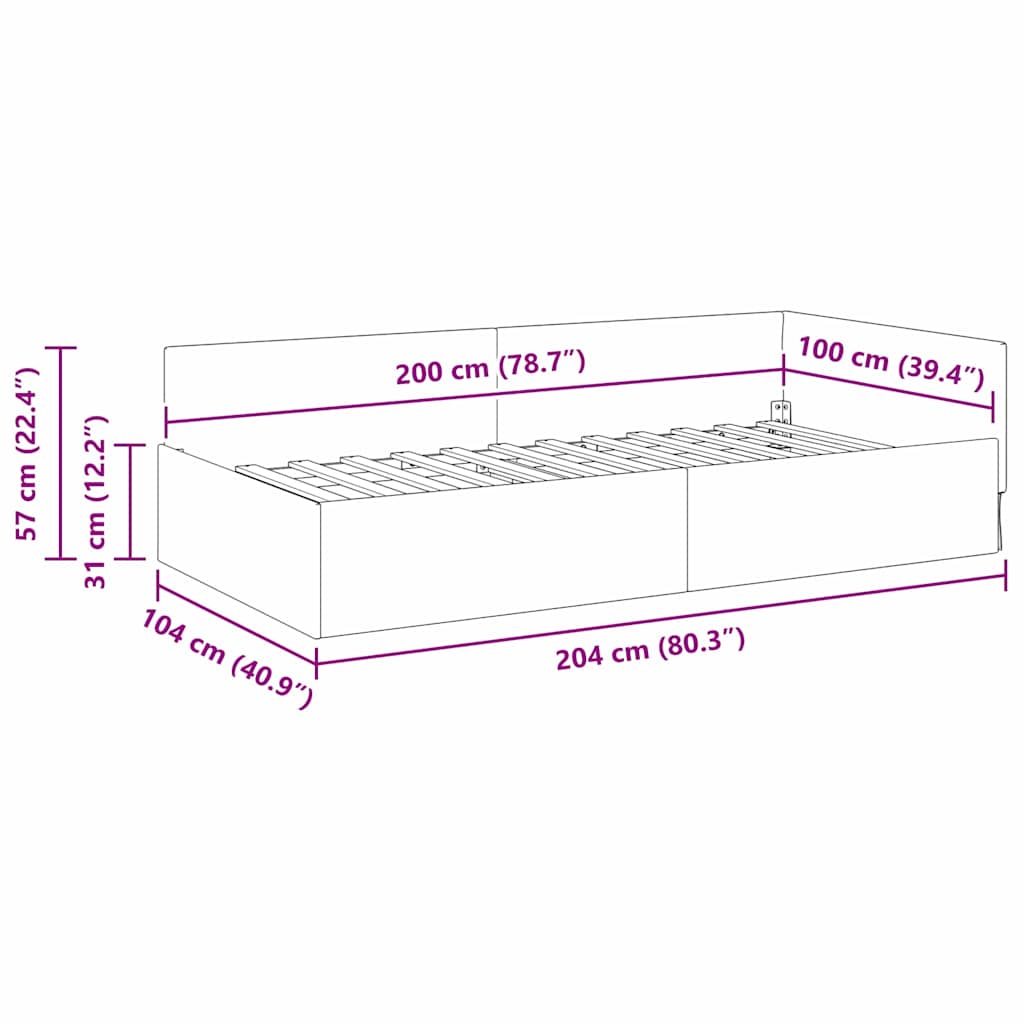 Kutni okvir kreveta Tamnozelena 100 cm x 200 cm tkanina