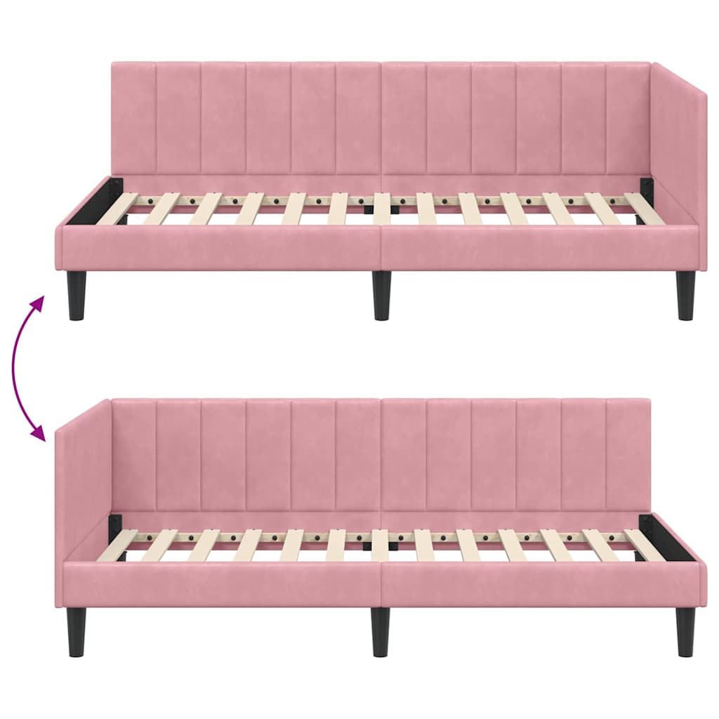 Kutni okvir kreveta Ružičasta 90 cm x 200 cm Baršun