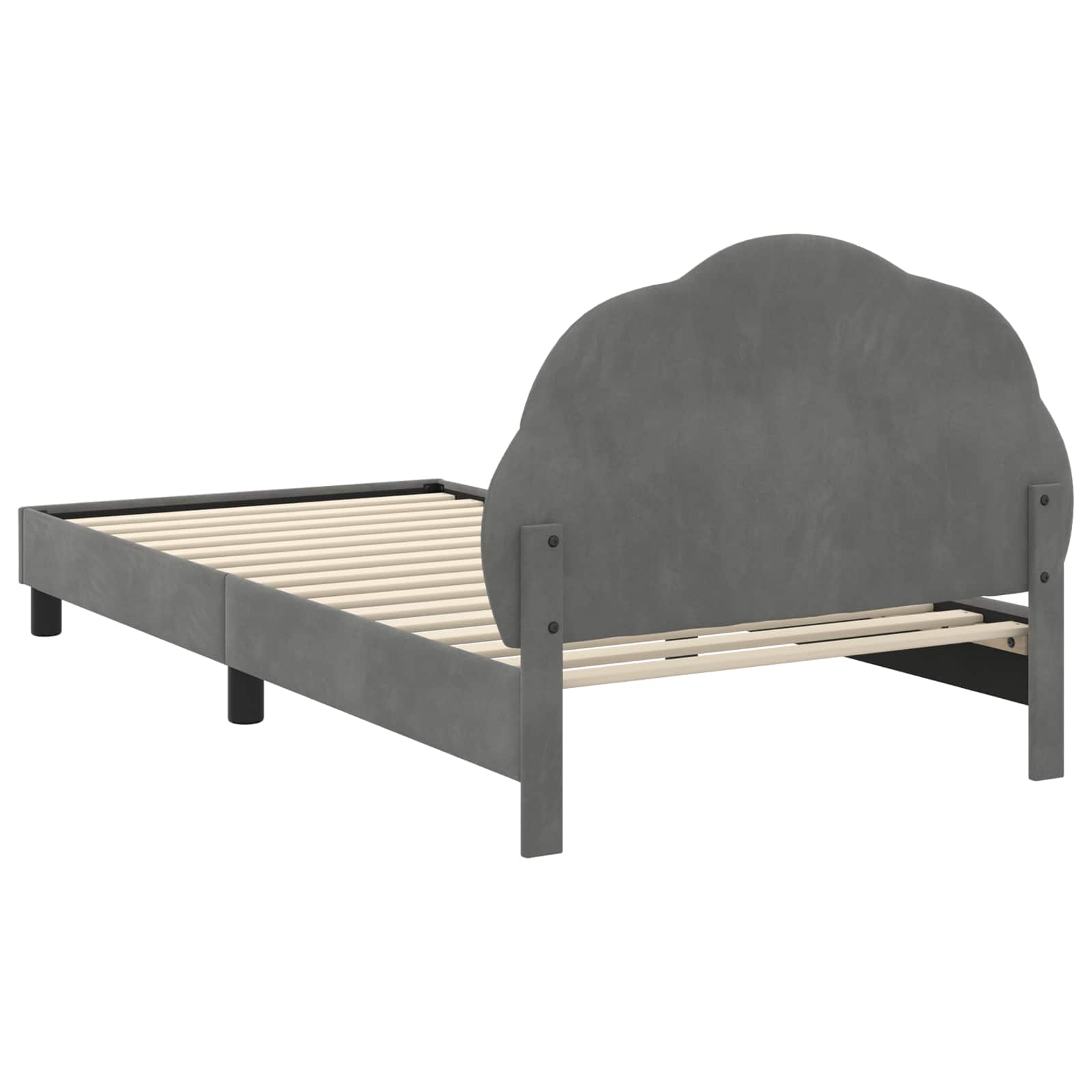 Krevet za djecu s uzglavljem Tamnosiva 90 x 200 cm Baršun