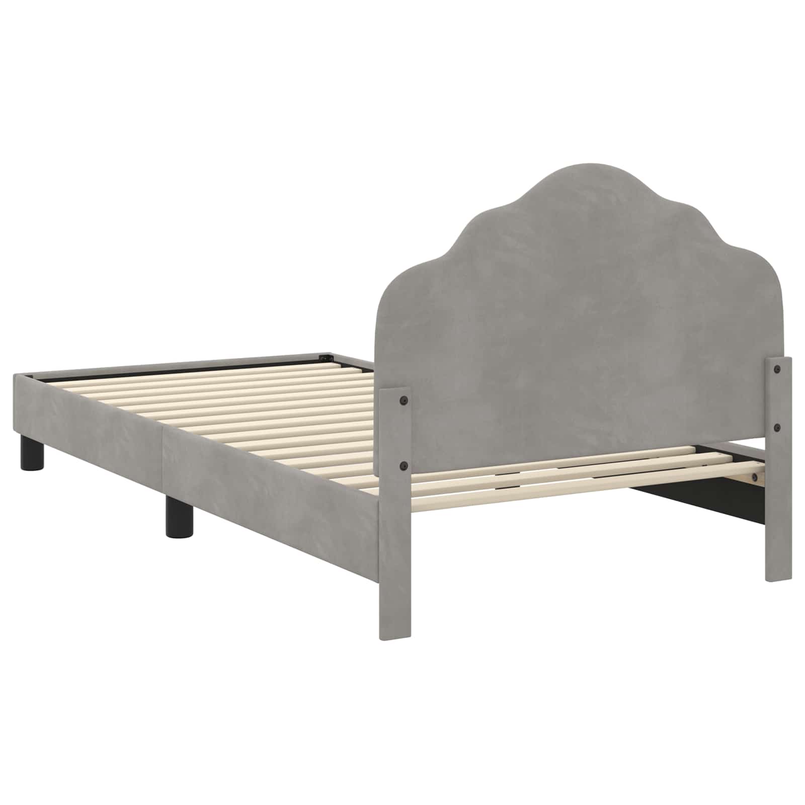 Krevet za djecu s uzglavljem Svjetlosiva 90 x 190 cm Baršun