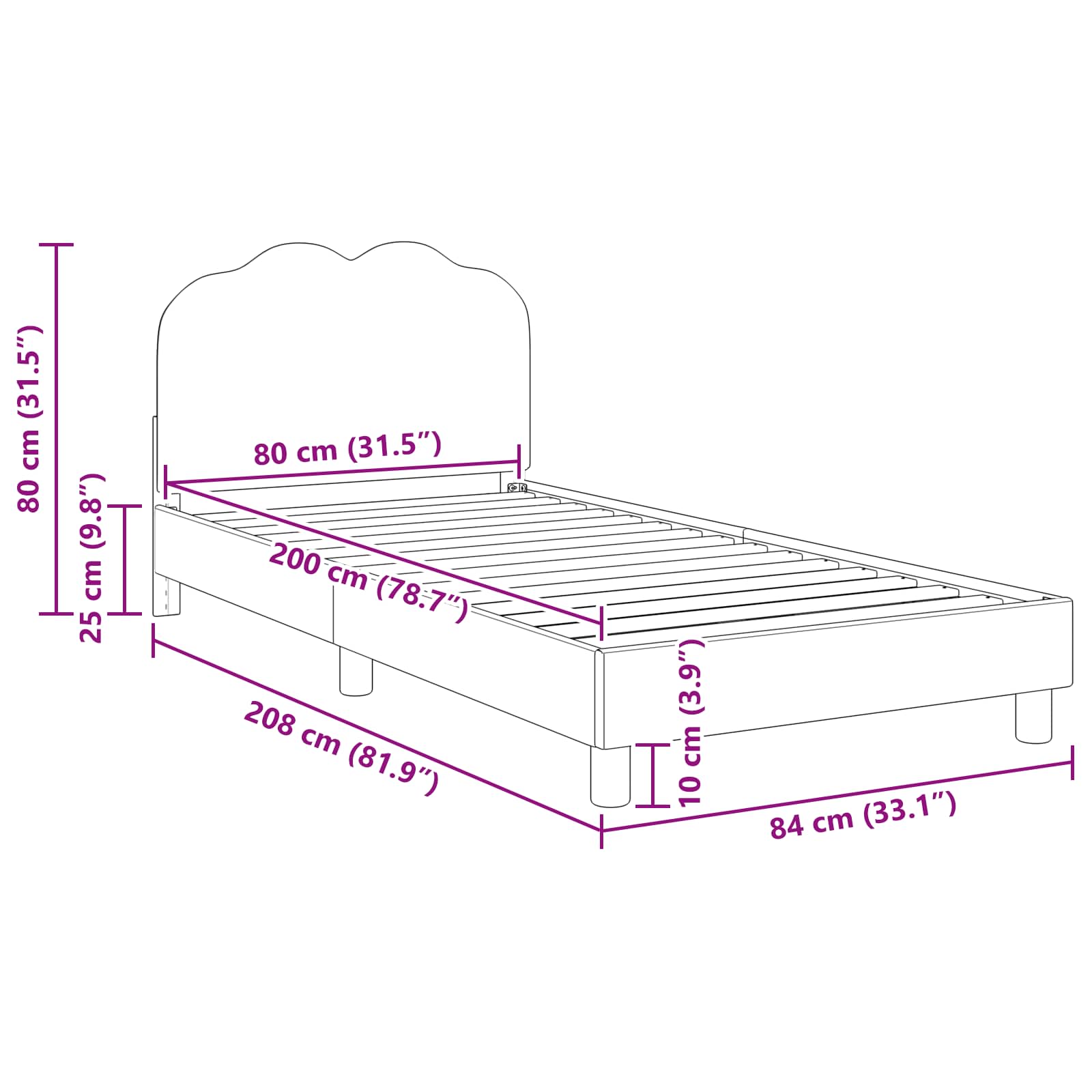 Krevet za djecu s uzglavljem Krem 80 x 200 cm Bouclé