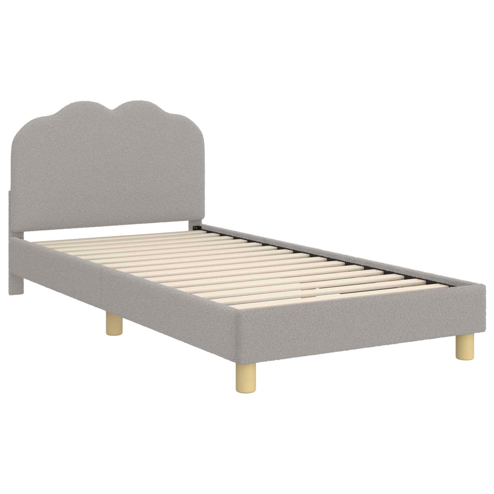 Krevet za djecu s uzglavljem Svjetlosiva 80x200 cm Bouclé