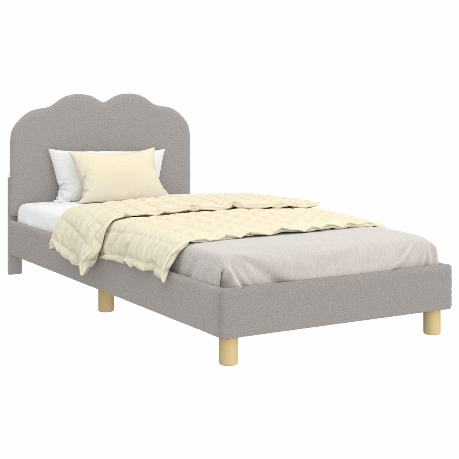 Krevet za djecu s uzglavljem Svjetlosiva 80x200 cm Bouclé