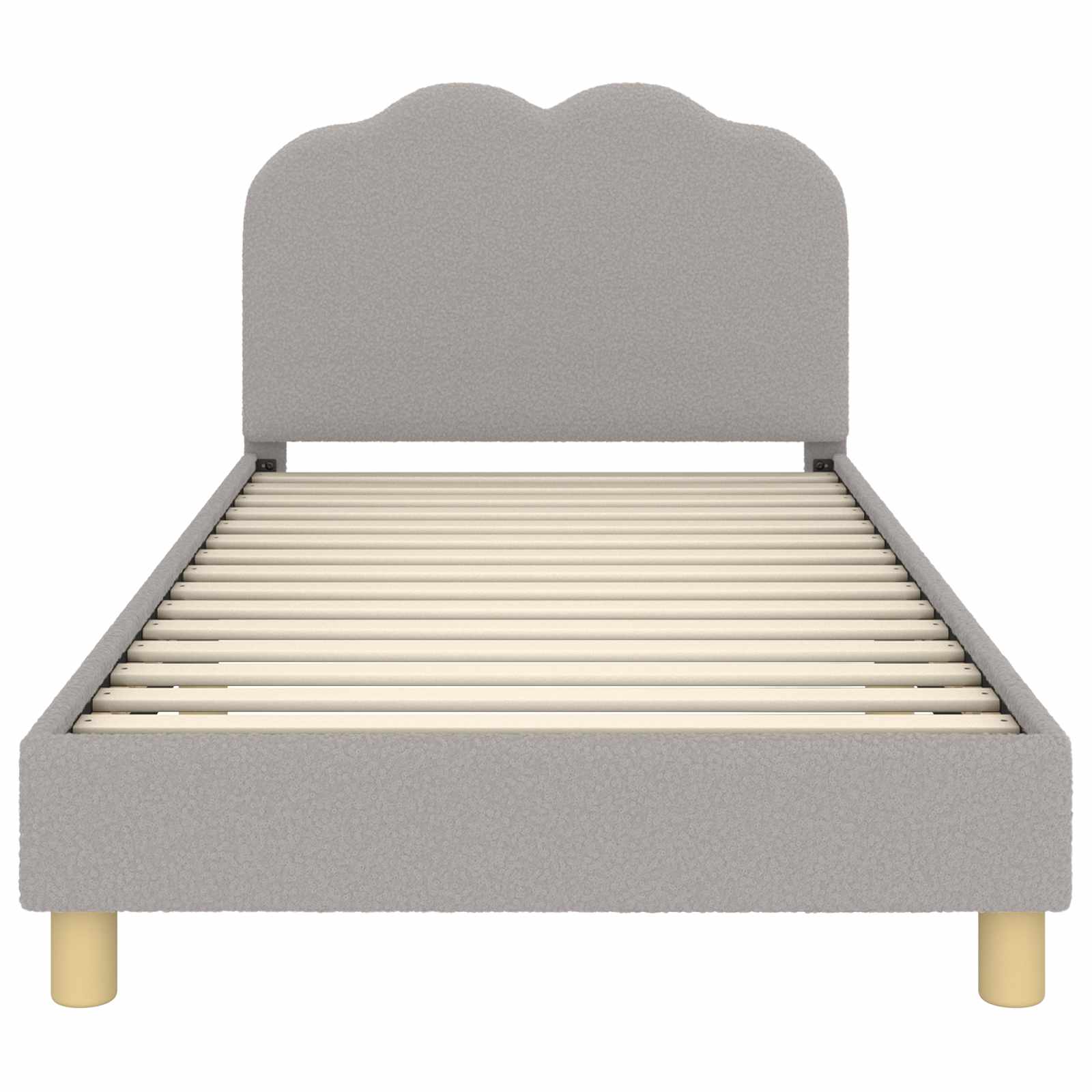 Krevet za djecu s uzglavljem Svjetlosiva 90 x 190 cm Bouclé