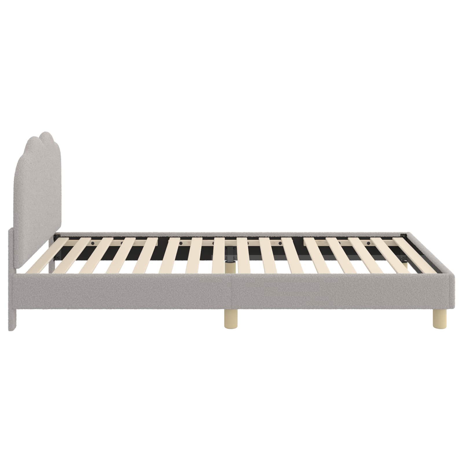Krevet za djecu s uzglavljem Svjetlosiva 90 x 190 cm Bouclé