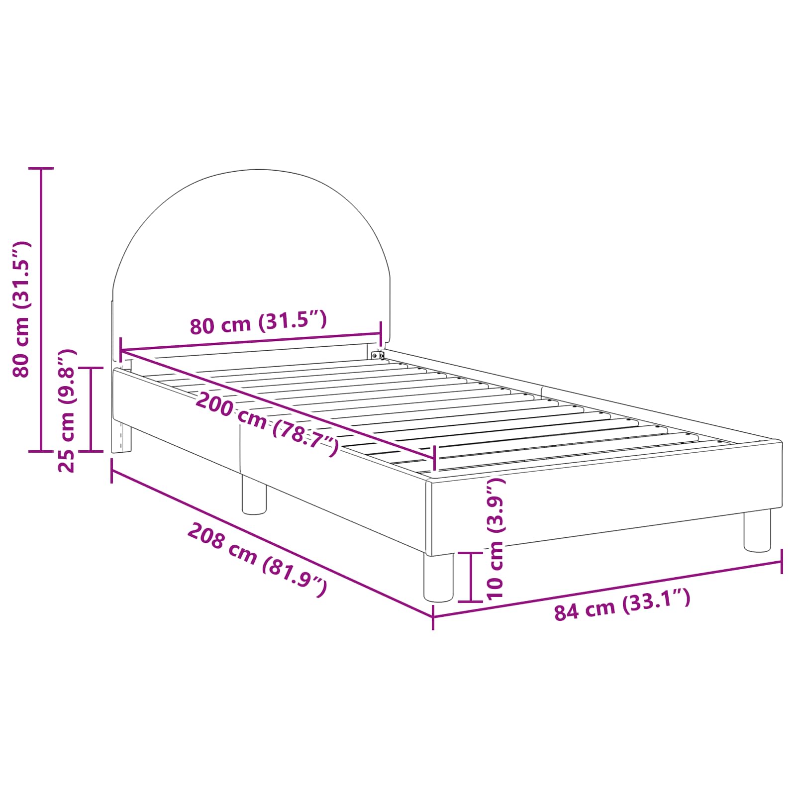 Krevet za djecu s uzglavljem Svjetlosiva 80 x 200 cm Bouclé