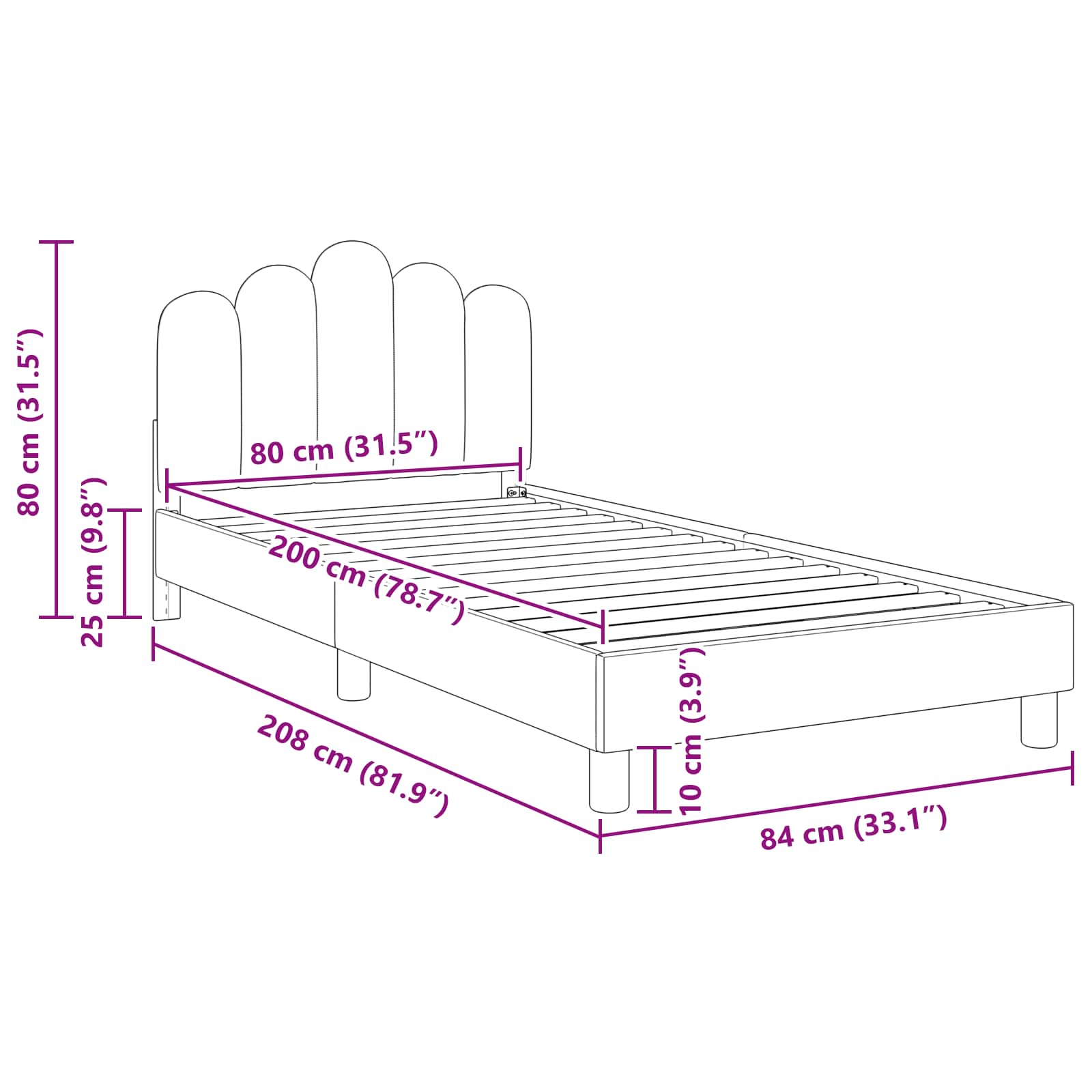 Krevet za djecu s uzglavljem Traper plava 80 x 200 cm Tkanina