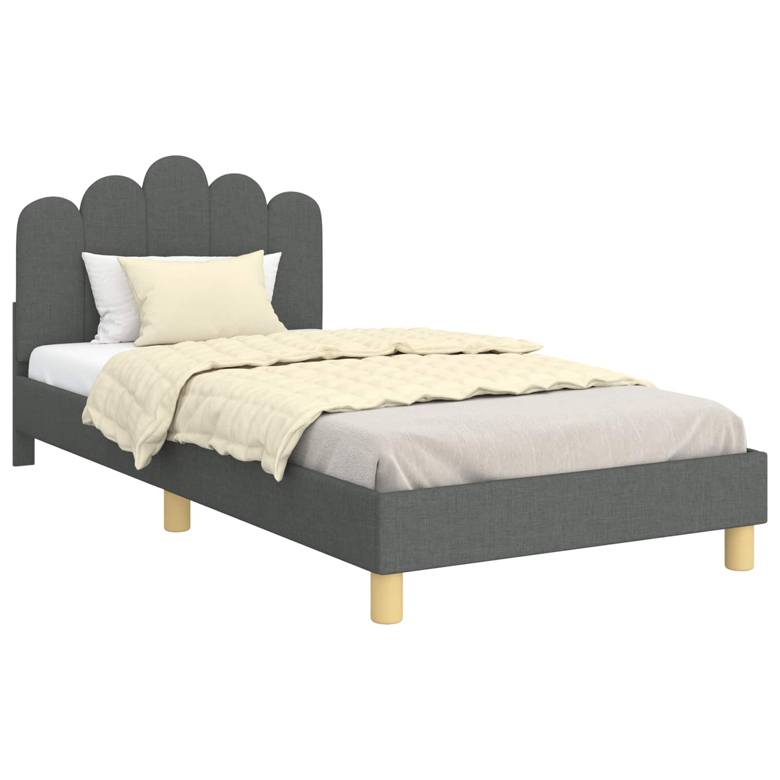 Krevet za djecu s uzglavljem Tamnosiva 90 x 200 cm Tkanina