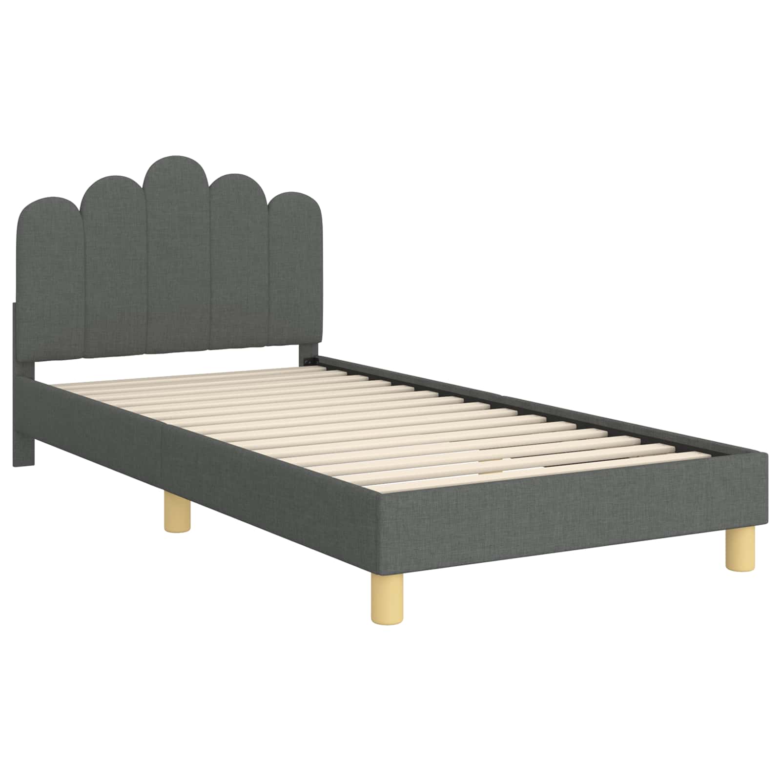 Krevet za djecu s uzglavljem Tamnosiva 90 x 200 cm Tkanina
