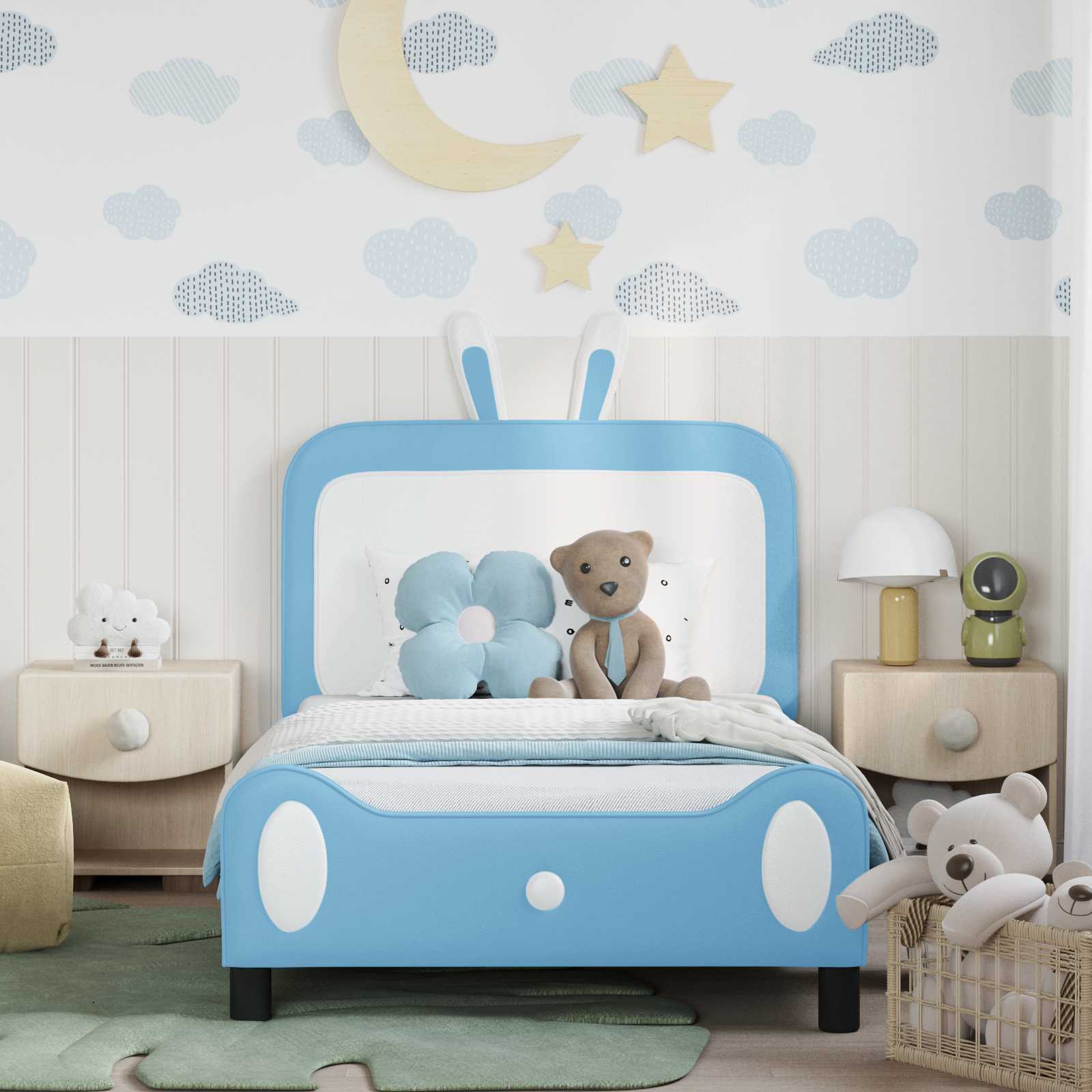 Krevet za djecu s uzglavljem Plava 80 x 200 cm PU