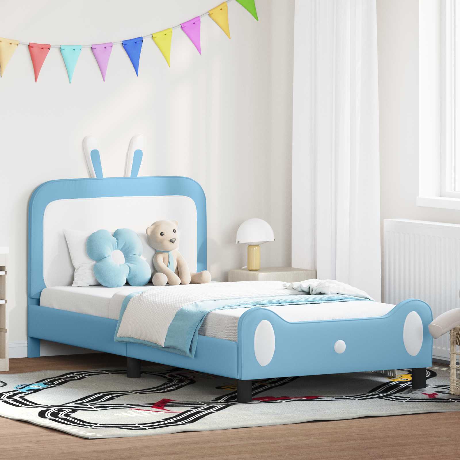 Krevet za djecu s uzglavljem Plava 90 x 200 cm PU