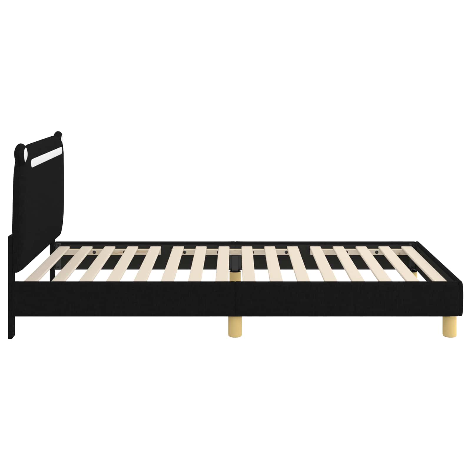 Krevet za djecu s uzglavljem Crna 90 x 190 cm Tkanina