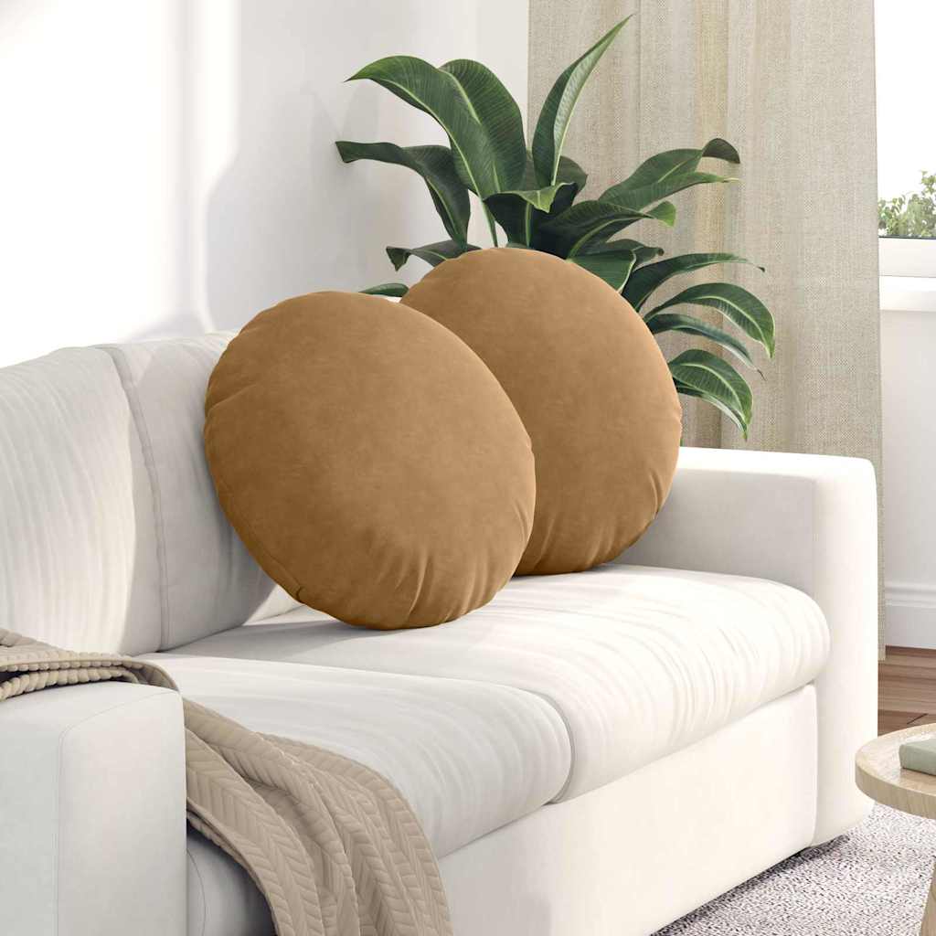 Jastučići za sjedenje 2 pcs Smeđa Ø50 x 19 cm Baršun