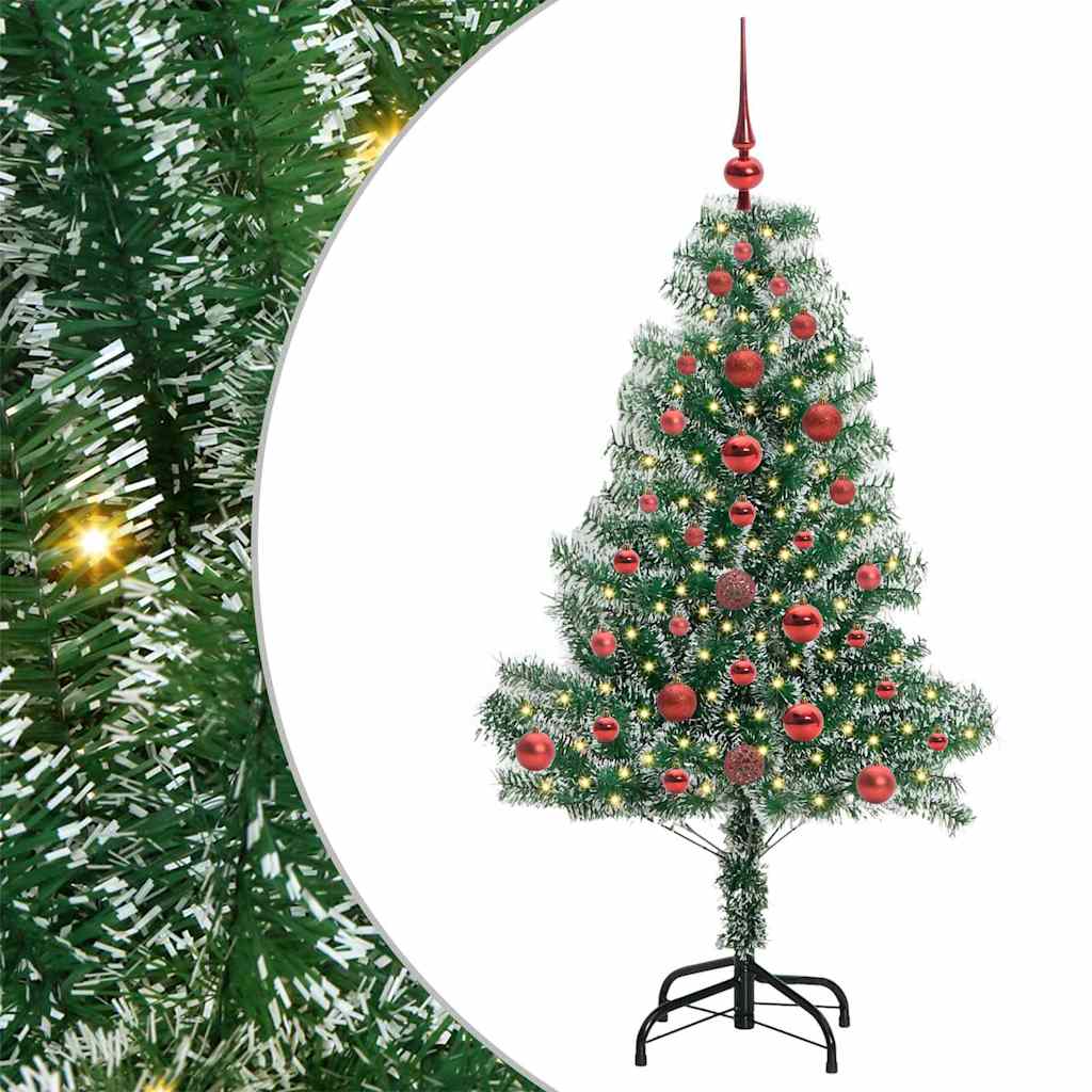 Umjetno Božićno Drvo s Snježnim Flokom i LED Svjetlom 120 cm